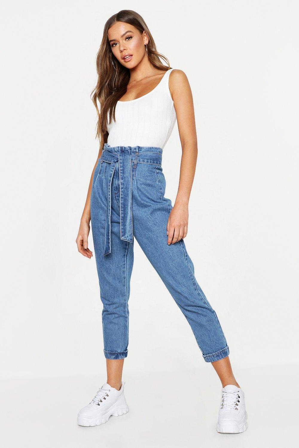 paper bag high waisted jeans