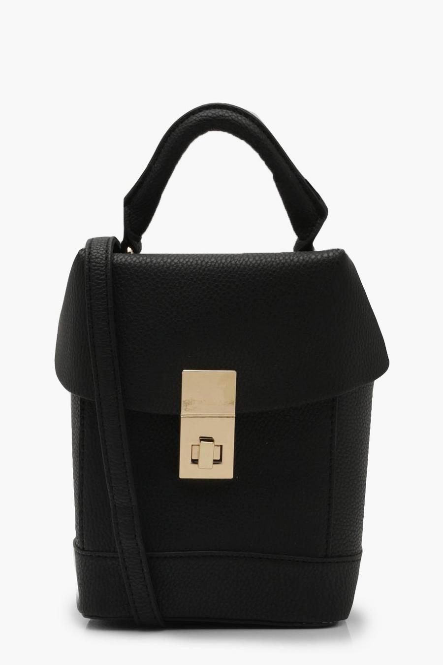 Black Structured Box Cross Body Bag image number 1