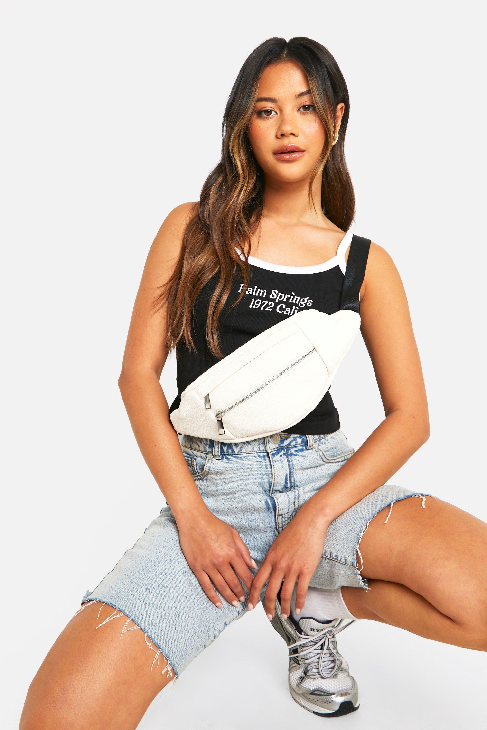 White faux leather online fanny pack