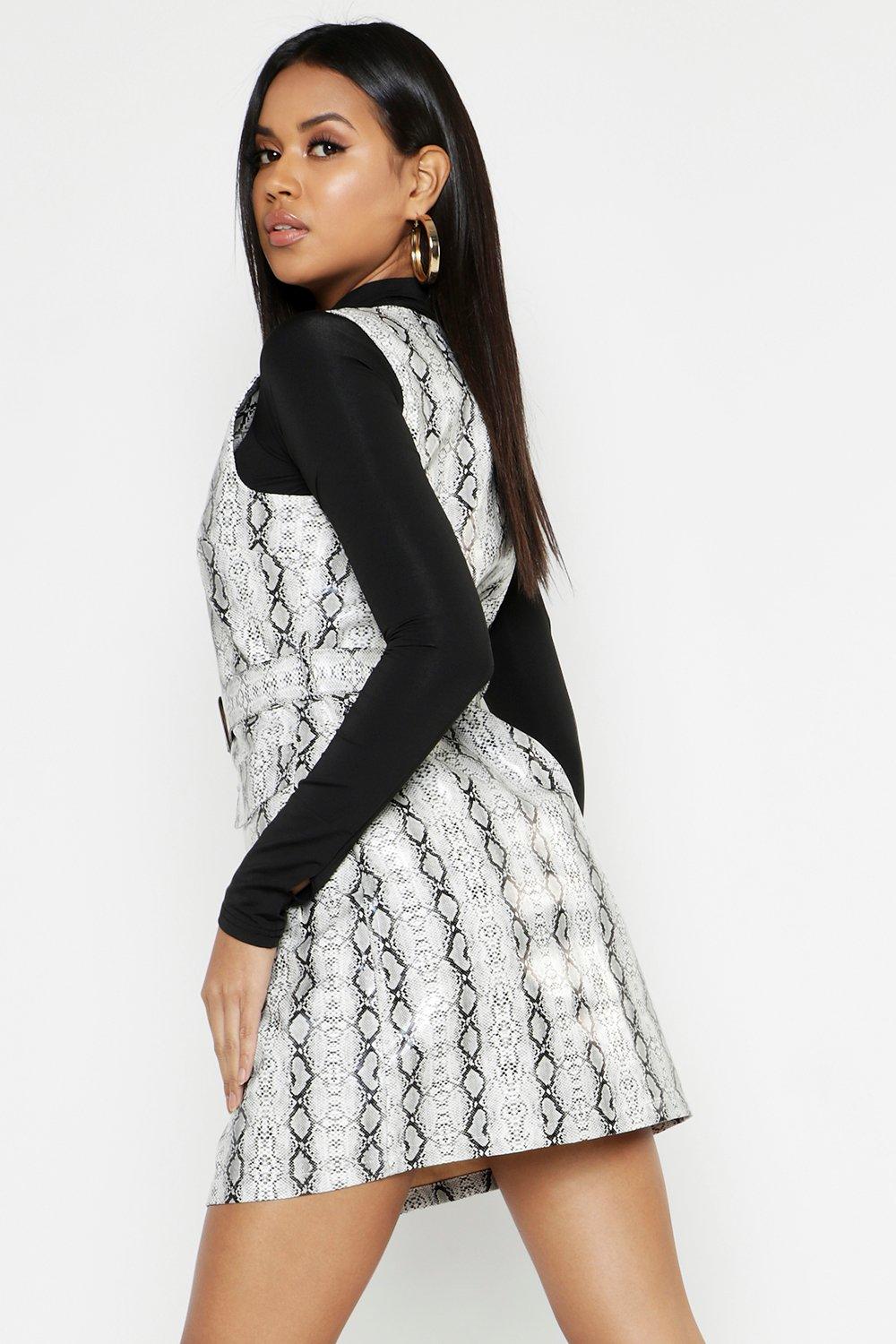 snake print pinafore