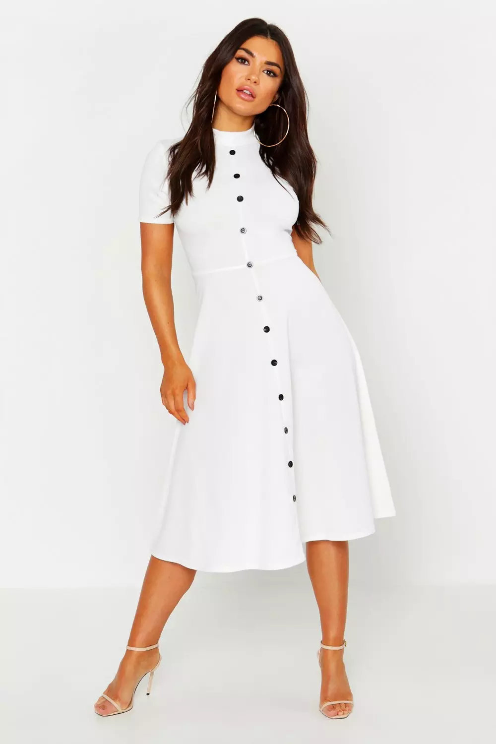 Boohoo twist detail skater dress best sale