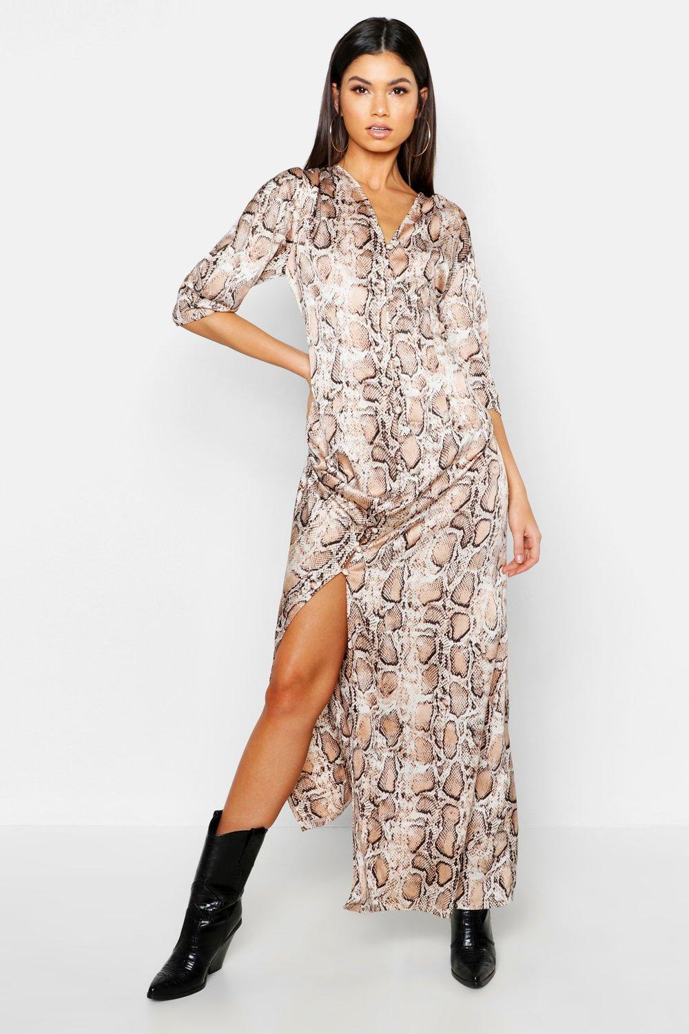 Snakeskin shirt cheap dress boohoo