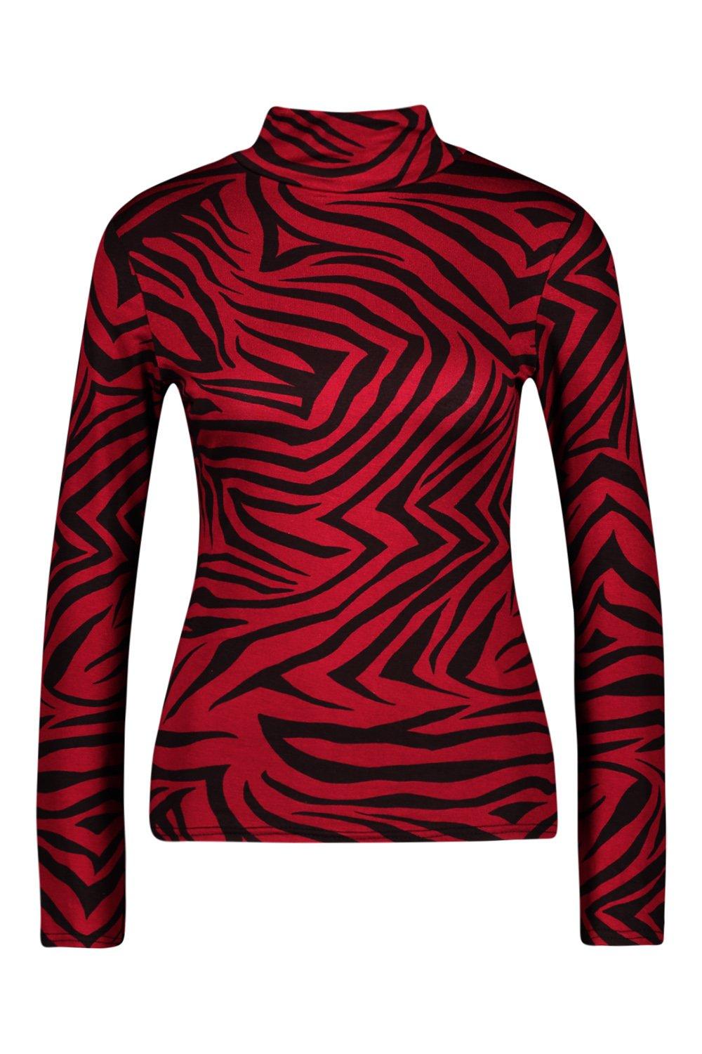 Zebra print outlet roll neck