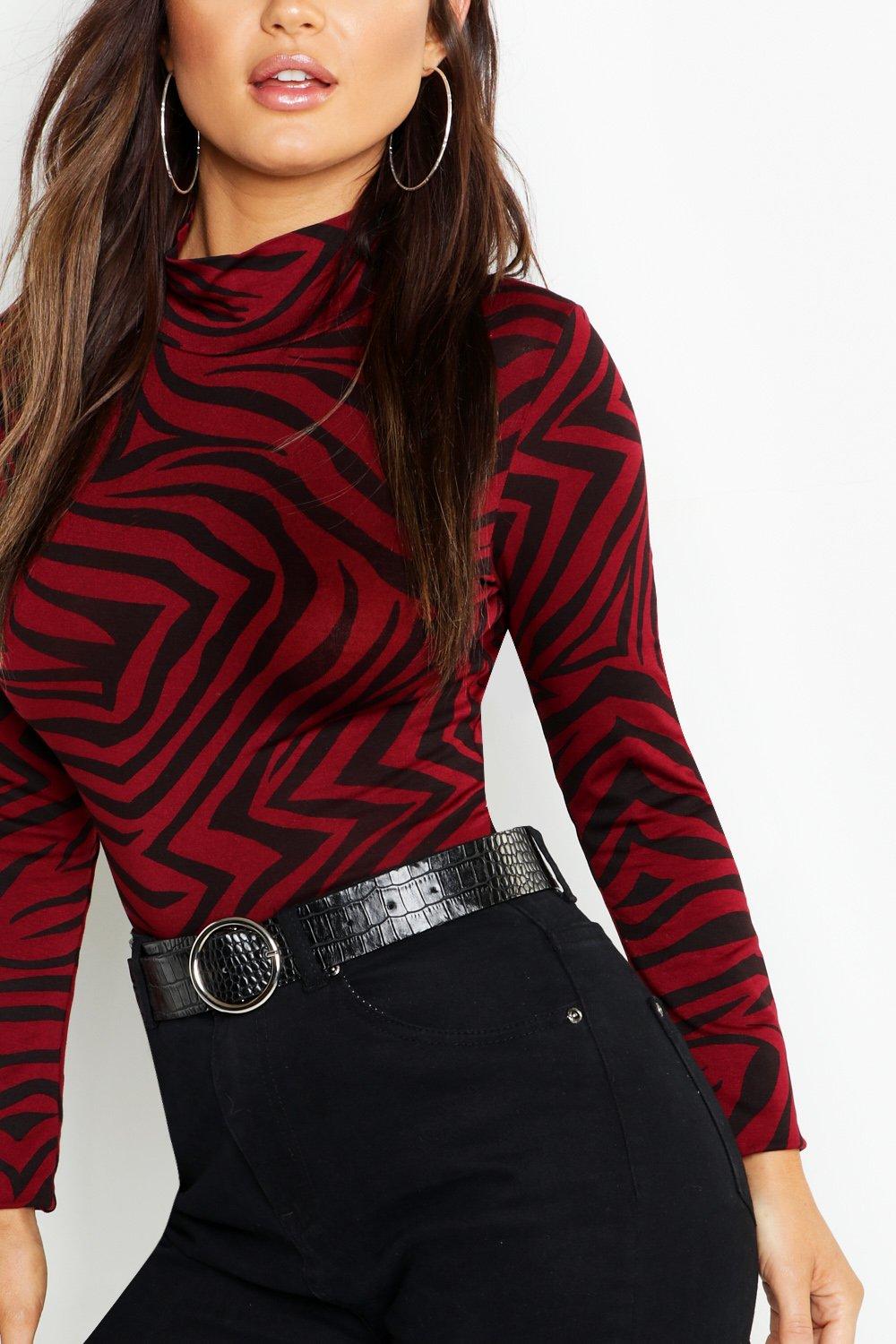 Zebra print roll clearance neck