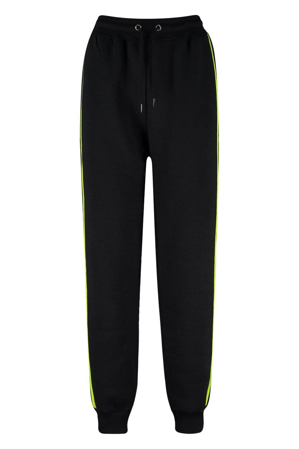 Black joggers best sale with neon stripe