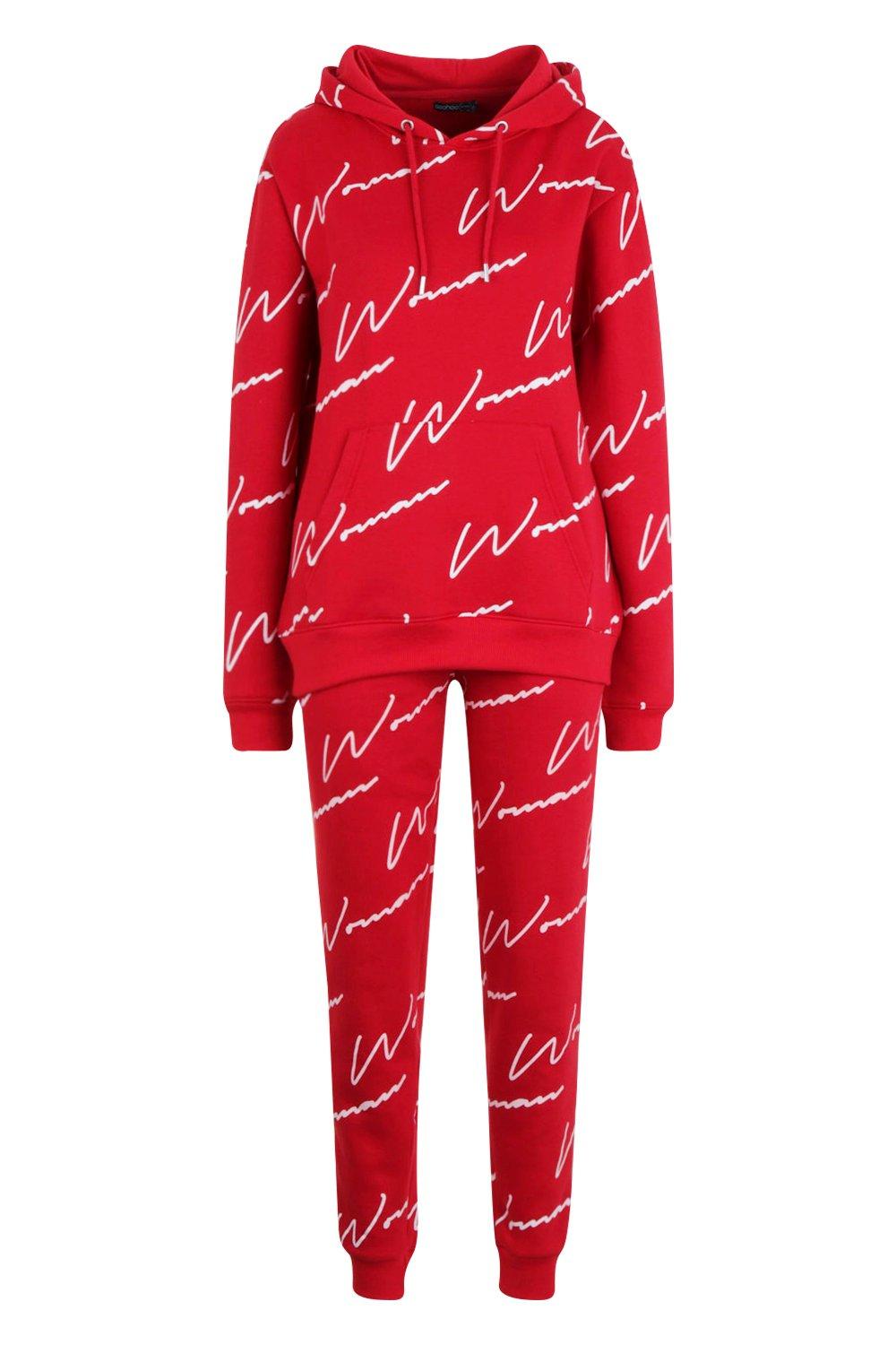 boohoo red tracksuit