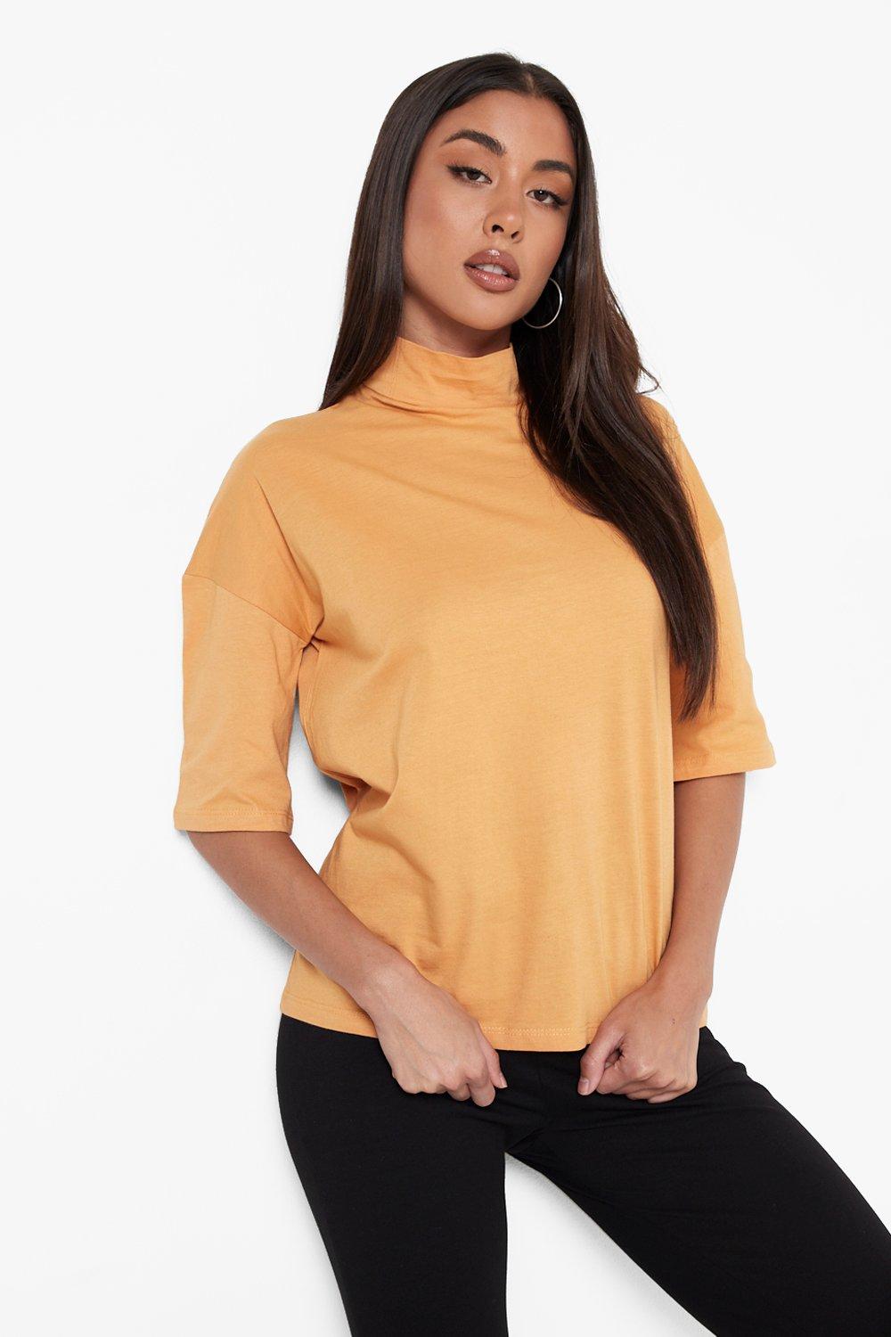 Geroosterd zwaarlijvigheid Aanvankelijk Basic Oversized T-Shirt Met Hoge Hals En Driekwartsmouwen | boohoo