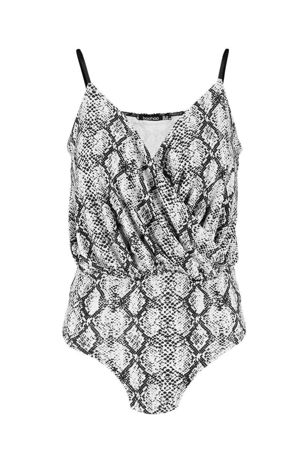 Boohoo Snake Front Thong Bodysuit Size 8