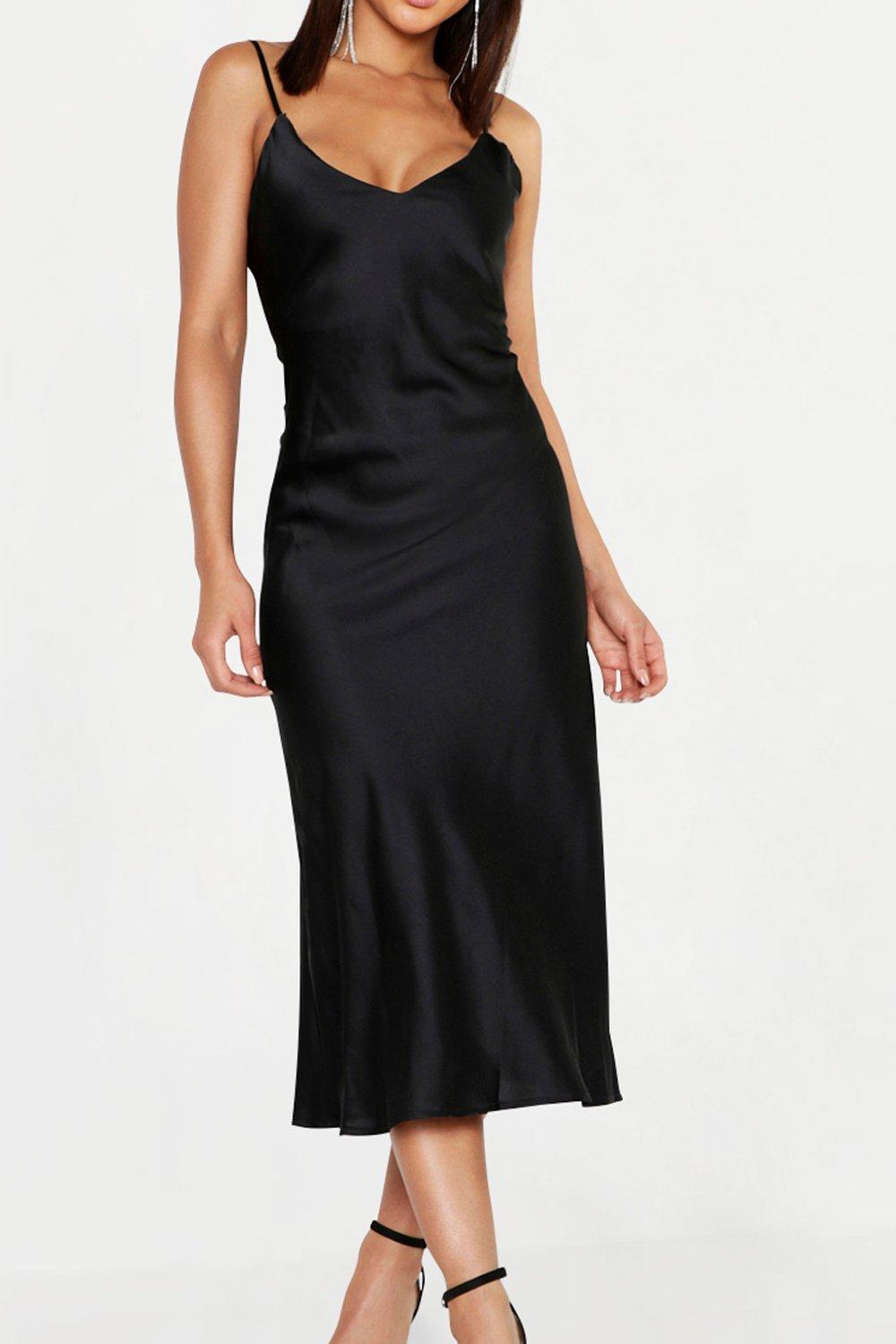 Satin store slip midi