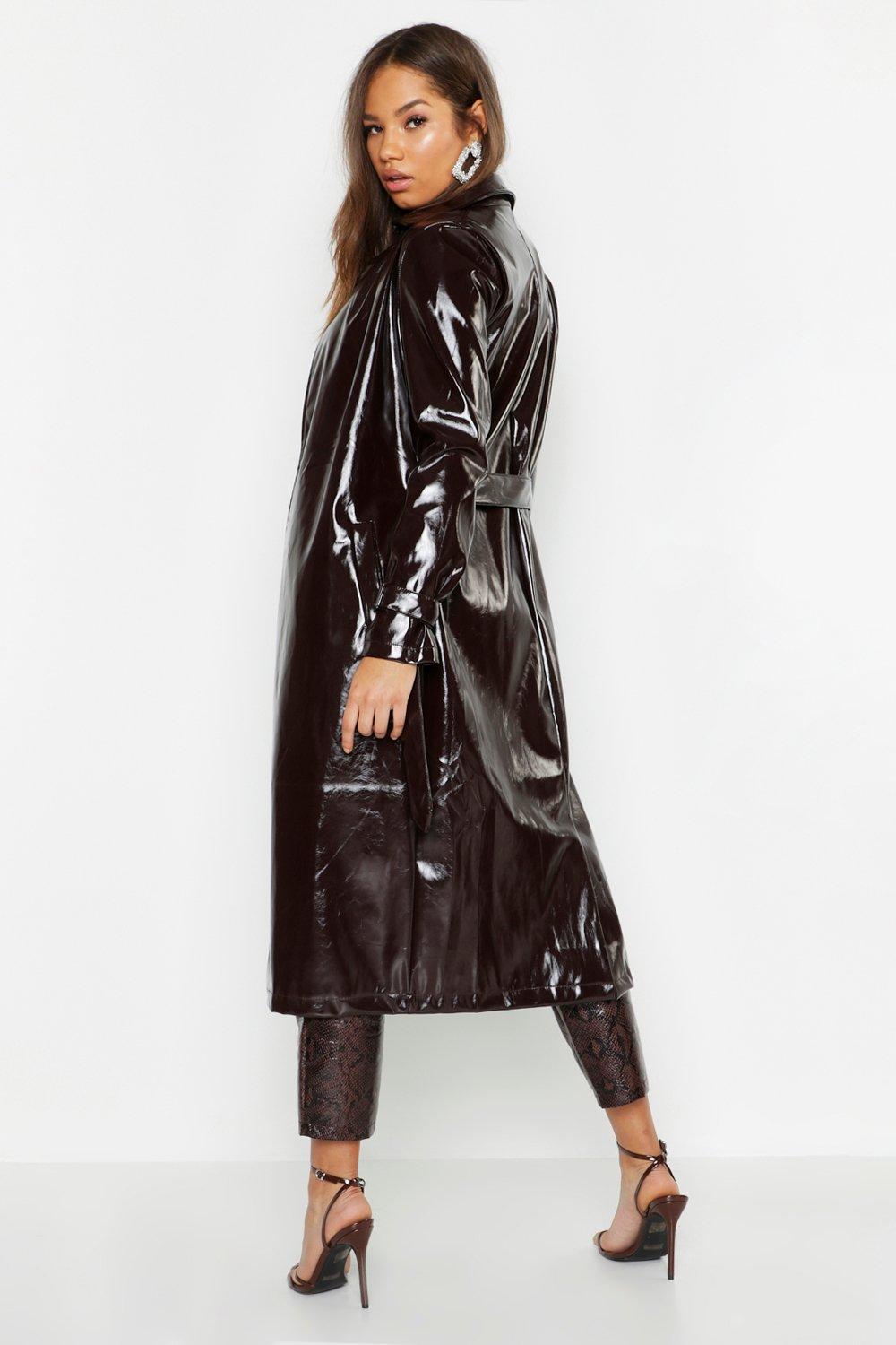 PU Belted Trench Coat