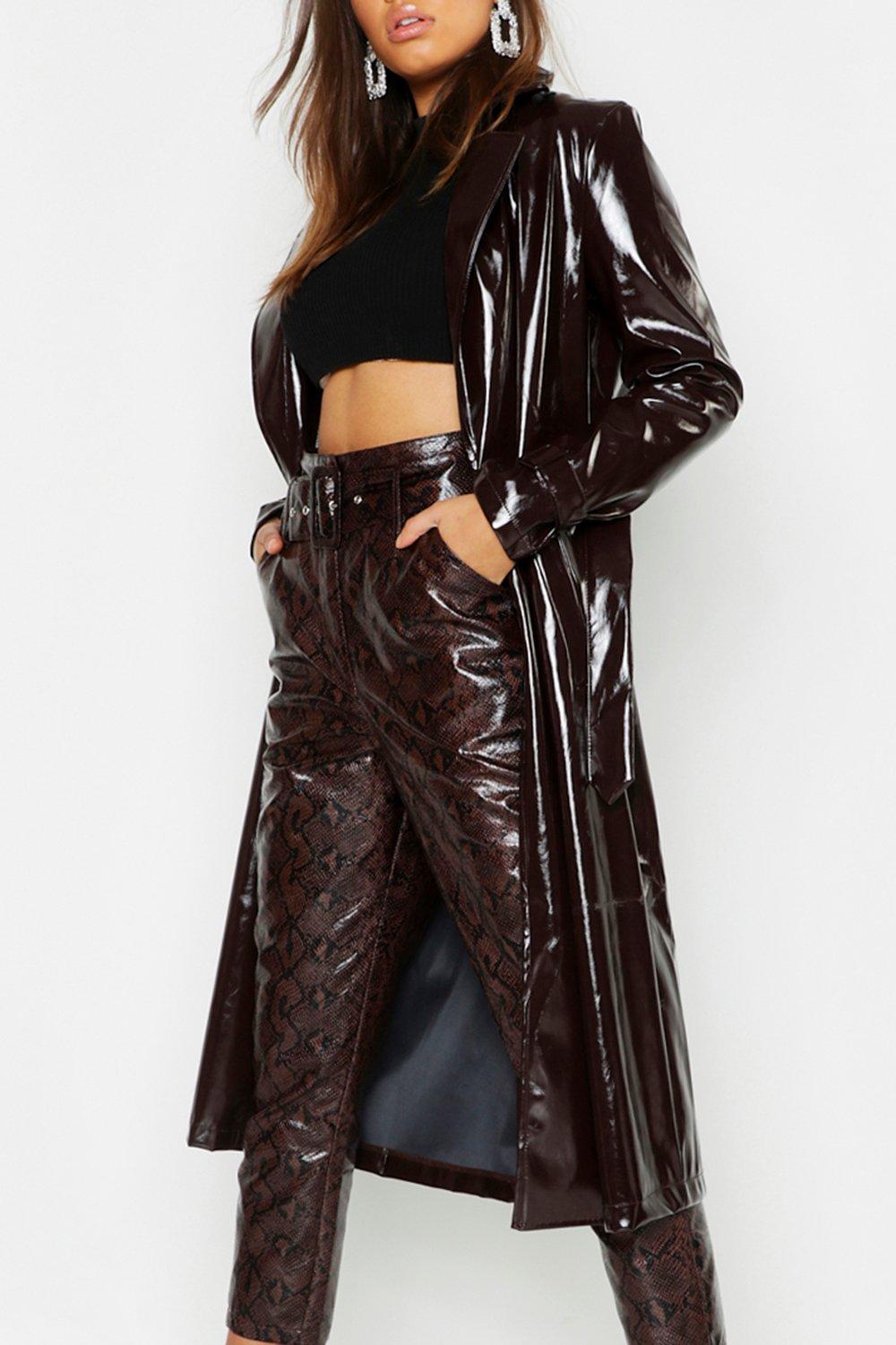 PU Belted Trench Coat