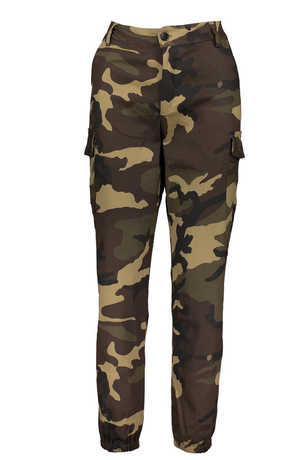 high waisted camo trousers
