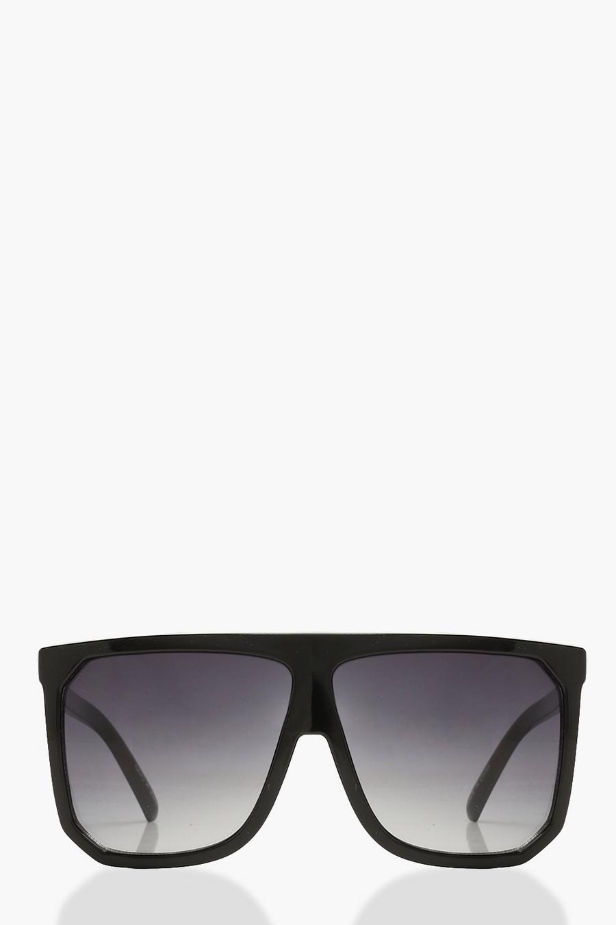 Black Flat Top Oversized Sunglasses