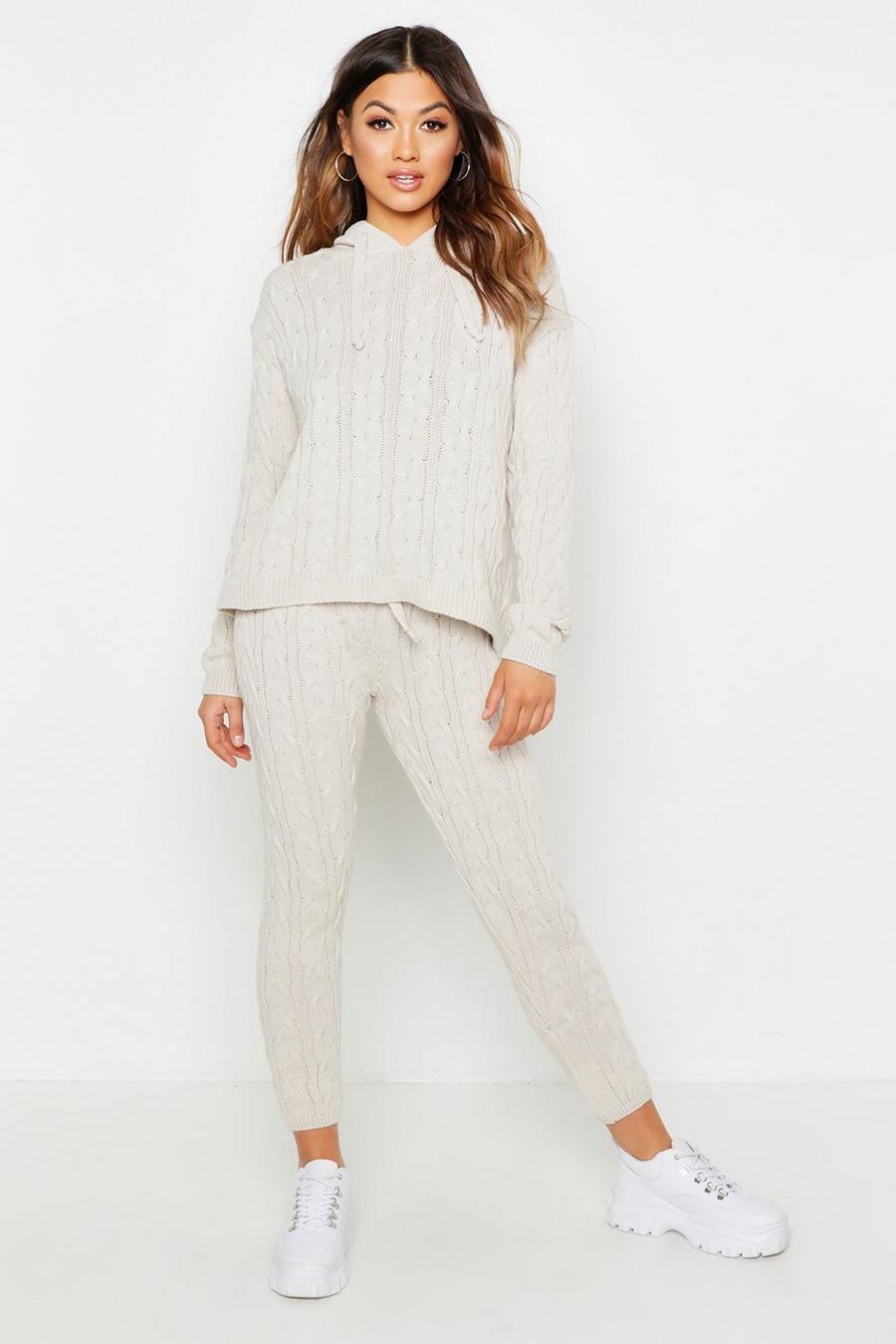 Cable Knit Hooded Loungewear Set image number 1