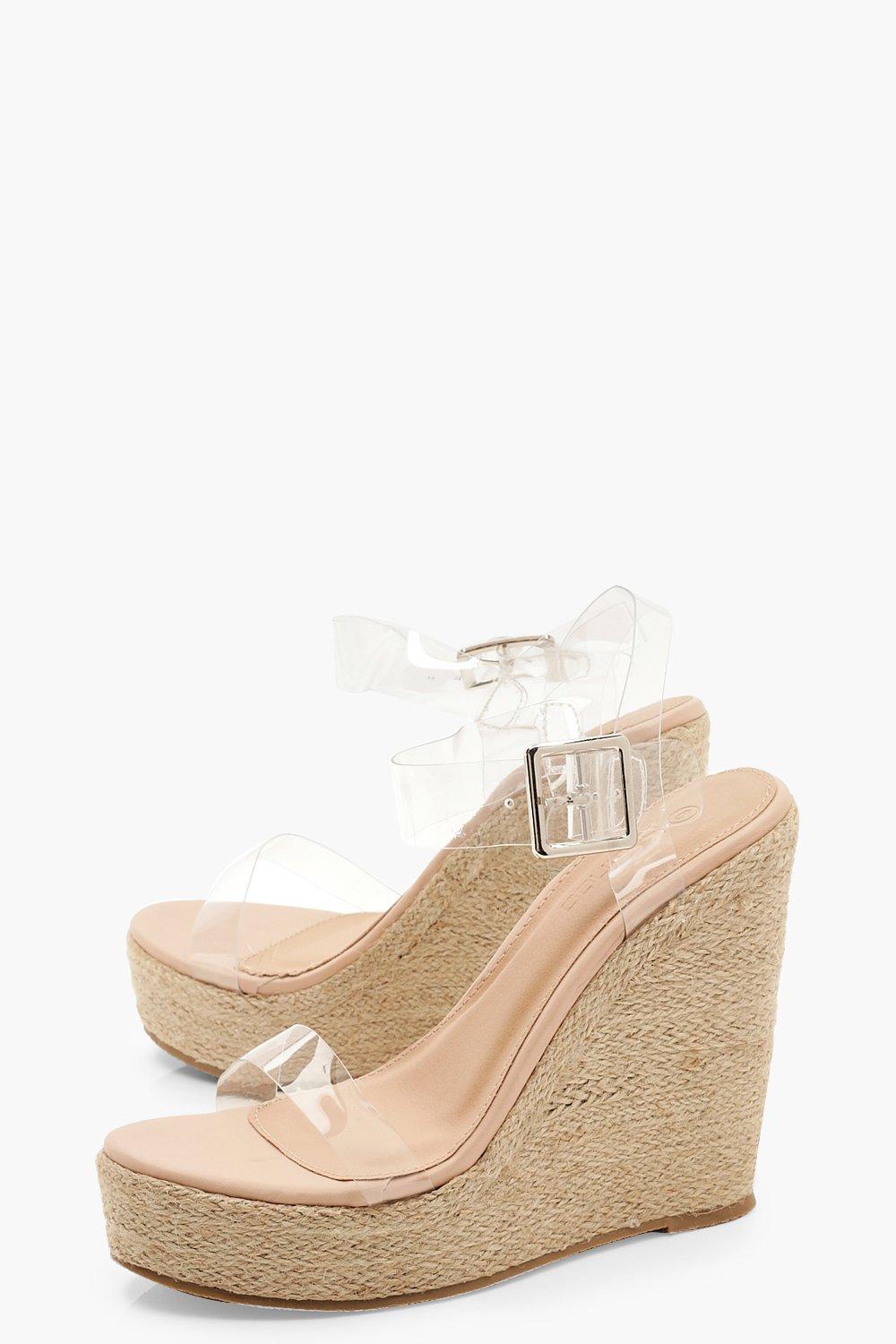 transparent strap wedges