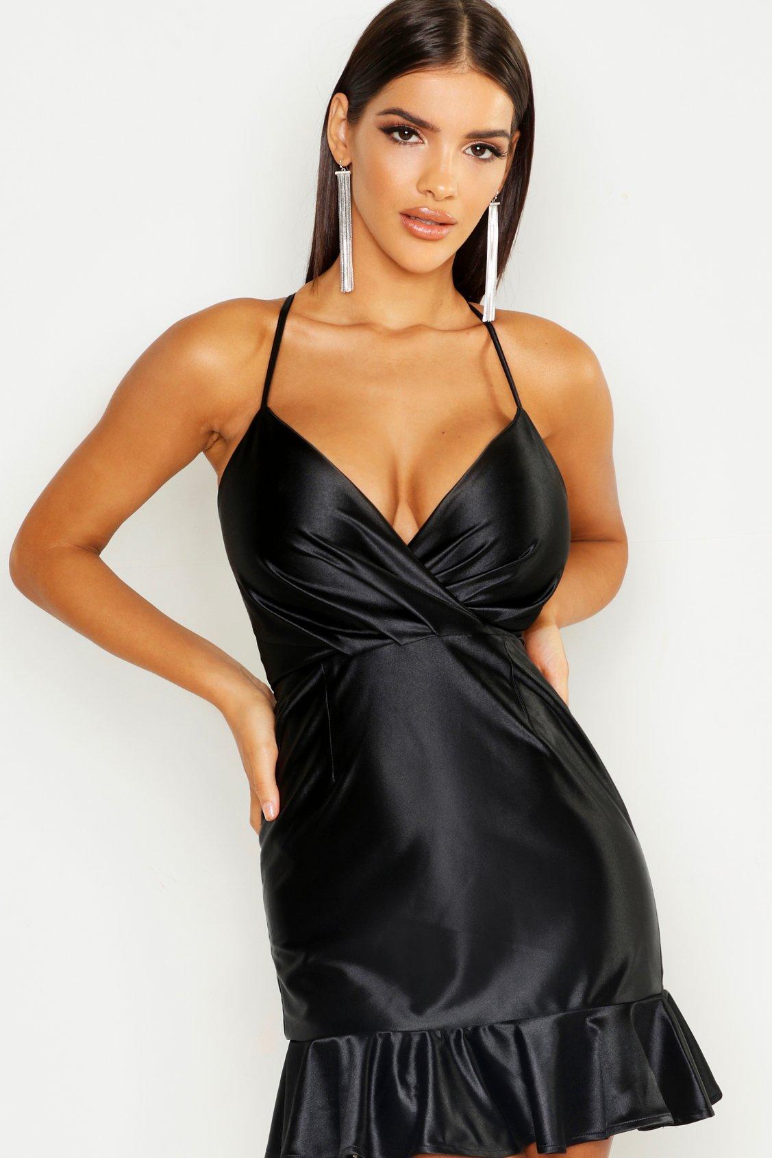 boohoo silk wrap dress