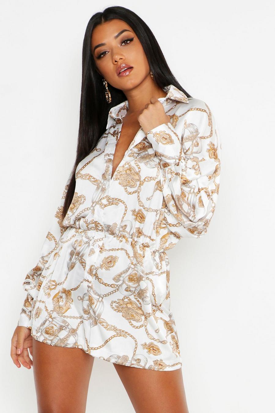Chain Print Balloon Sleeve Playsuit image number 1