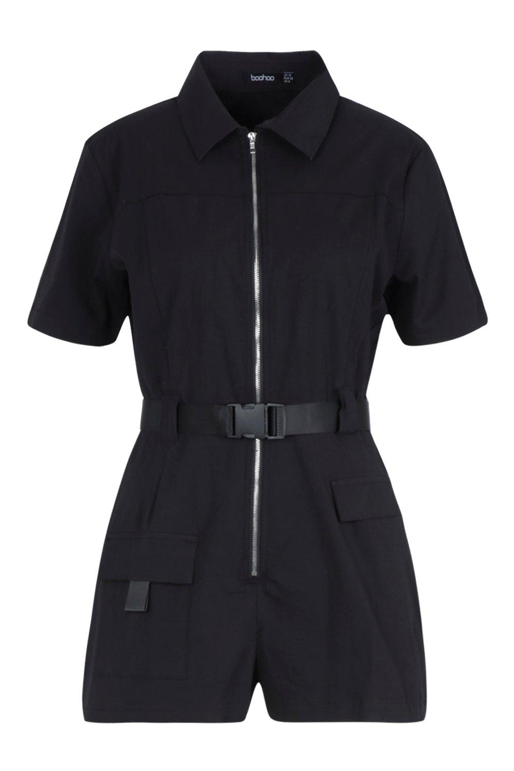 utility safety buckle cargo playsuit