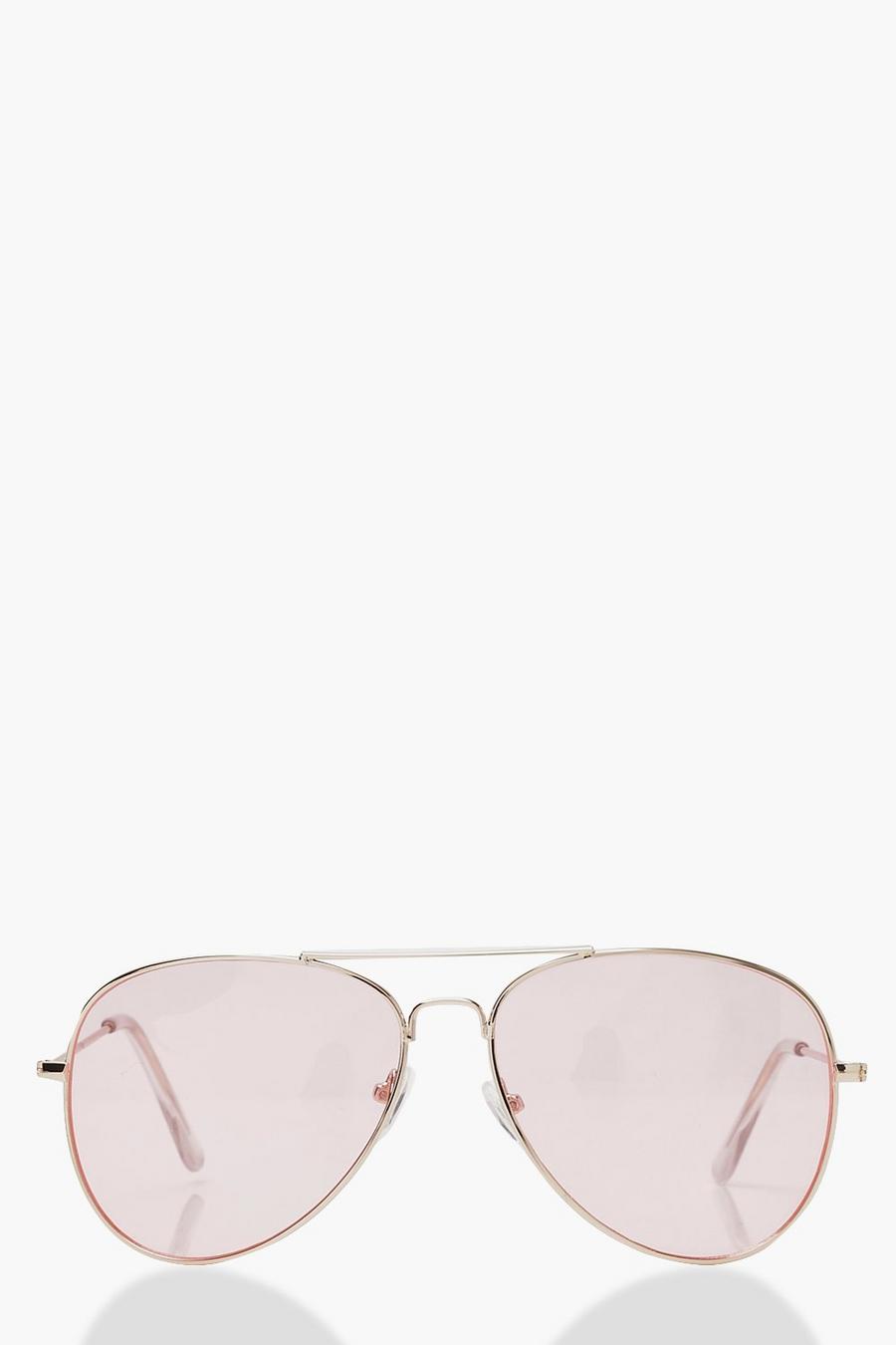 Aviator-Sonnenbrille mit Gläsern in hellem Rosa image number 1
