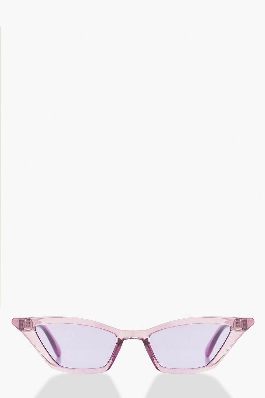 Lilafarbene Sonnenbrille mit schmalem Cat-Eye-Gestell, Violett image number 1