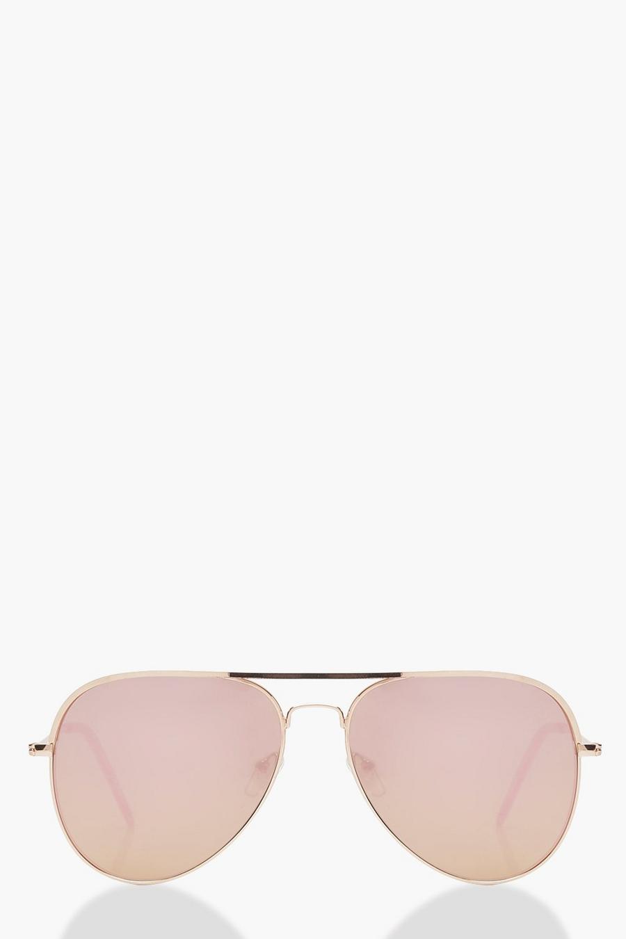 Occhiali da sole in stile aviatore con lenti oro rosa image number 1