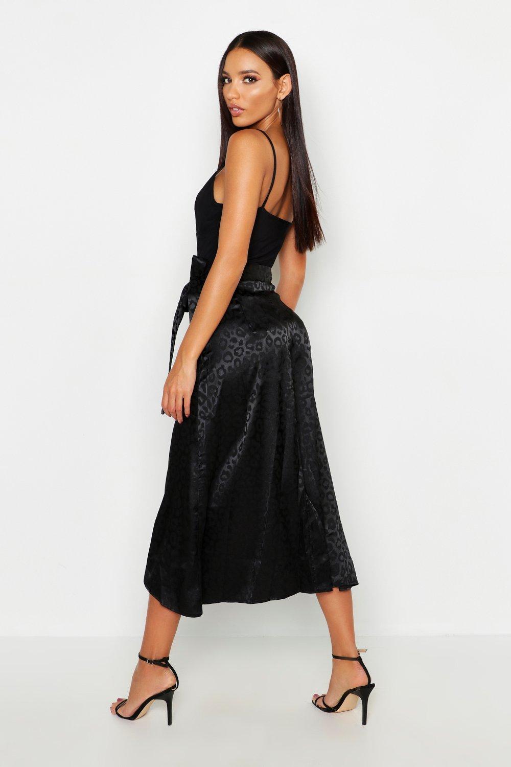 Leopard Satin Jacquard Wrap Midaxi Skirt