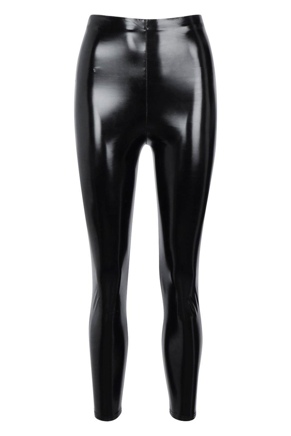 high waisted vinyl trousers