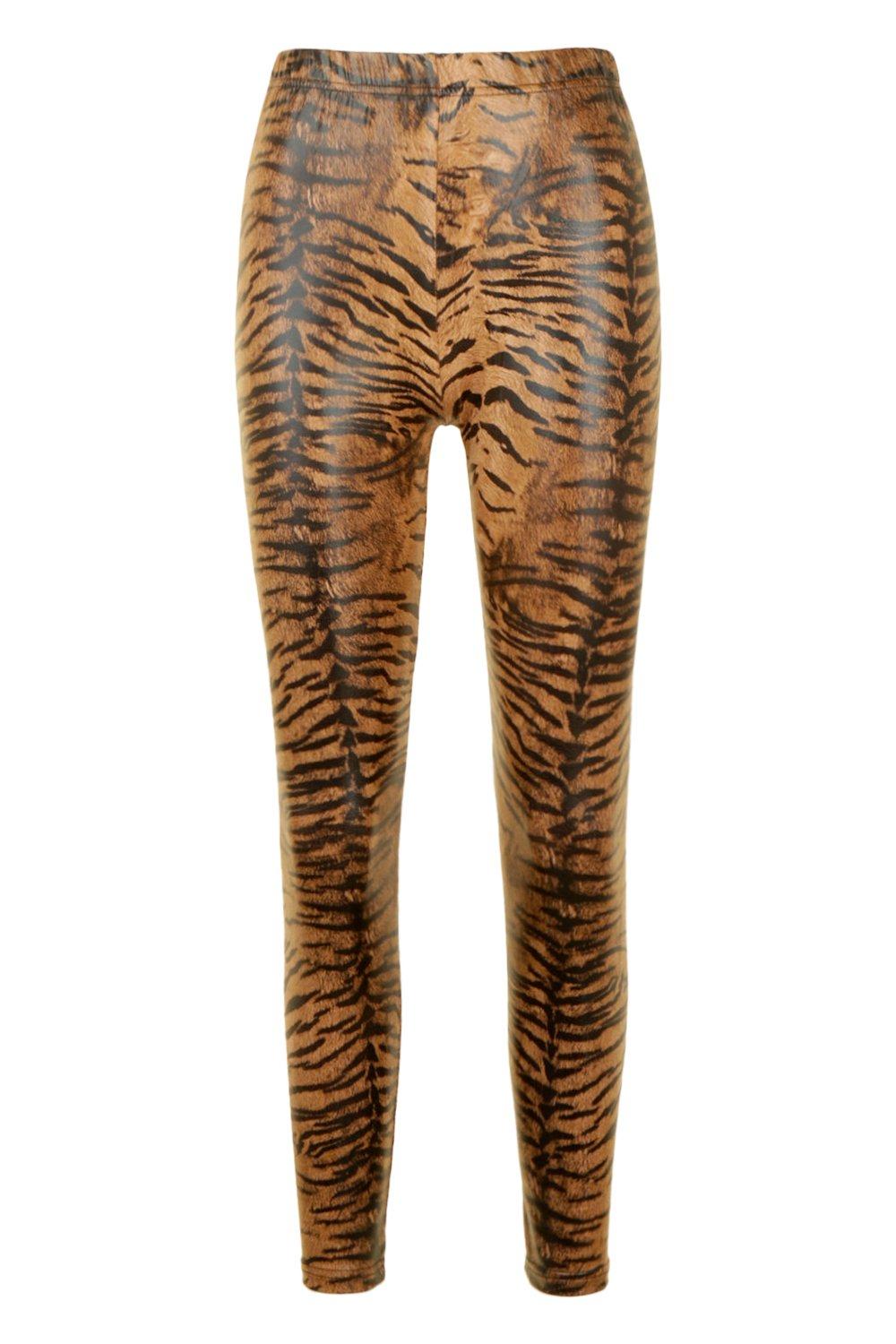 Tiger Print Faux Leather Legging