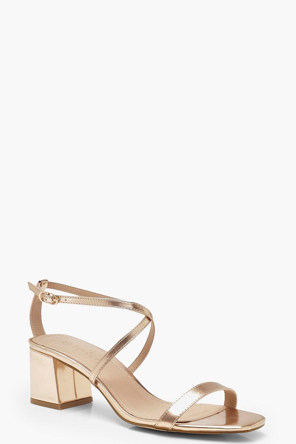 low block heel gold