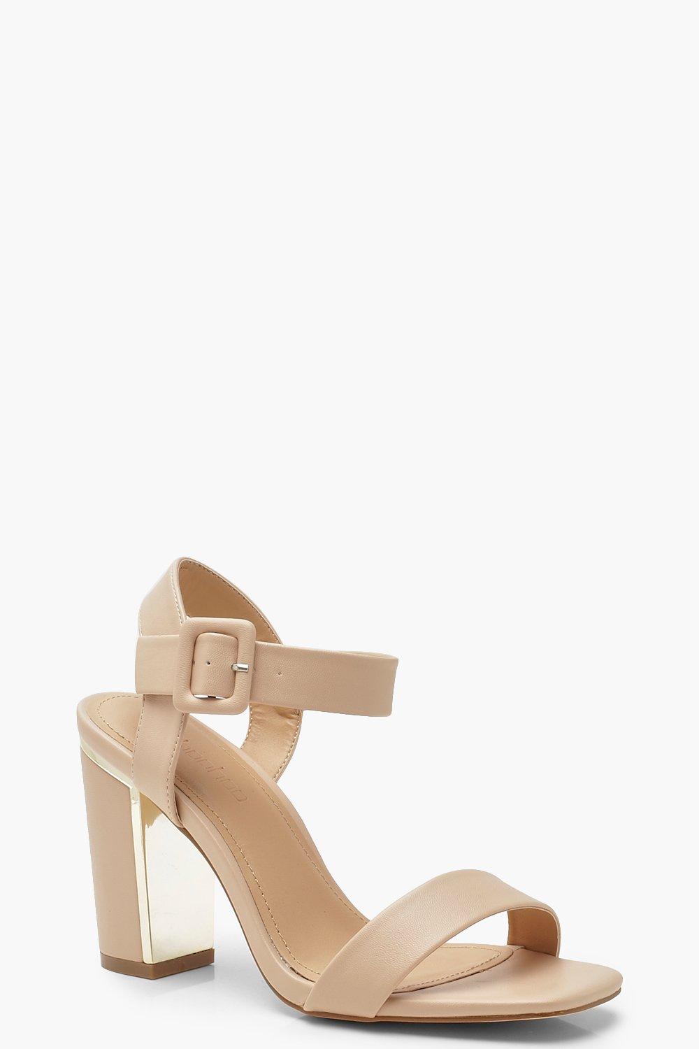 wide nude block heel