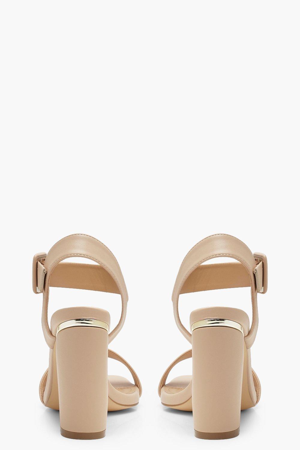 wide nude block heel