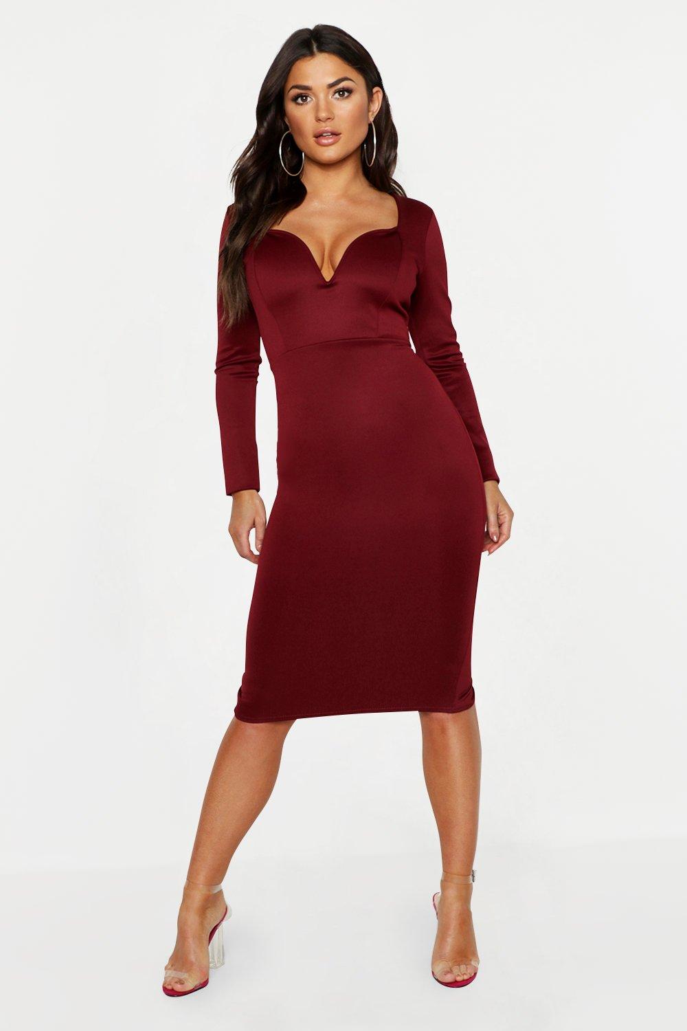 boohoo plunge midi dress