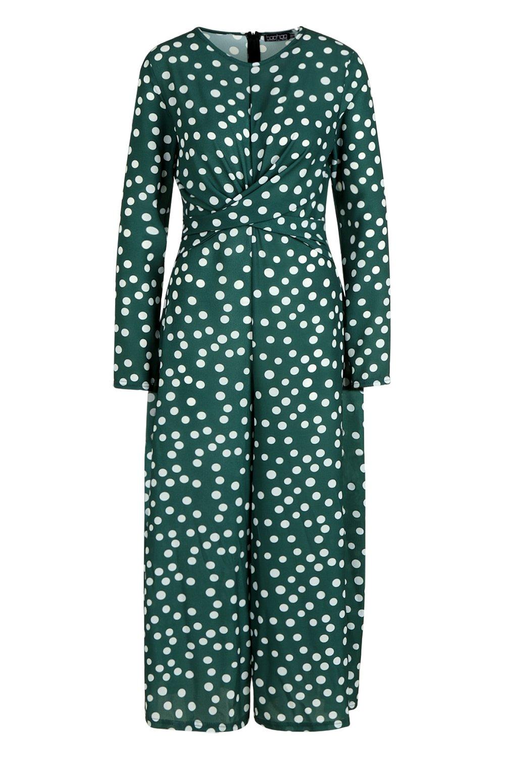 Polka dot cheap jumpsuit boohoo