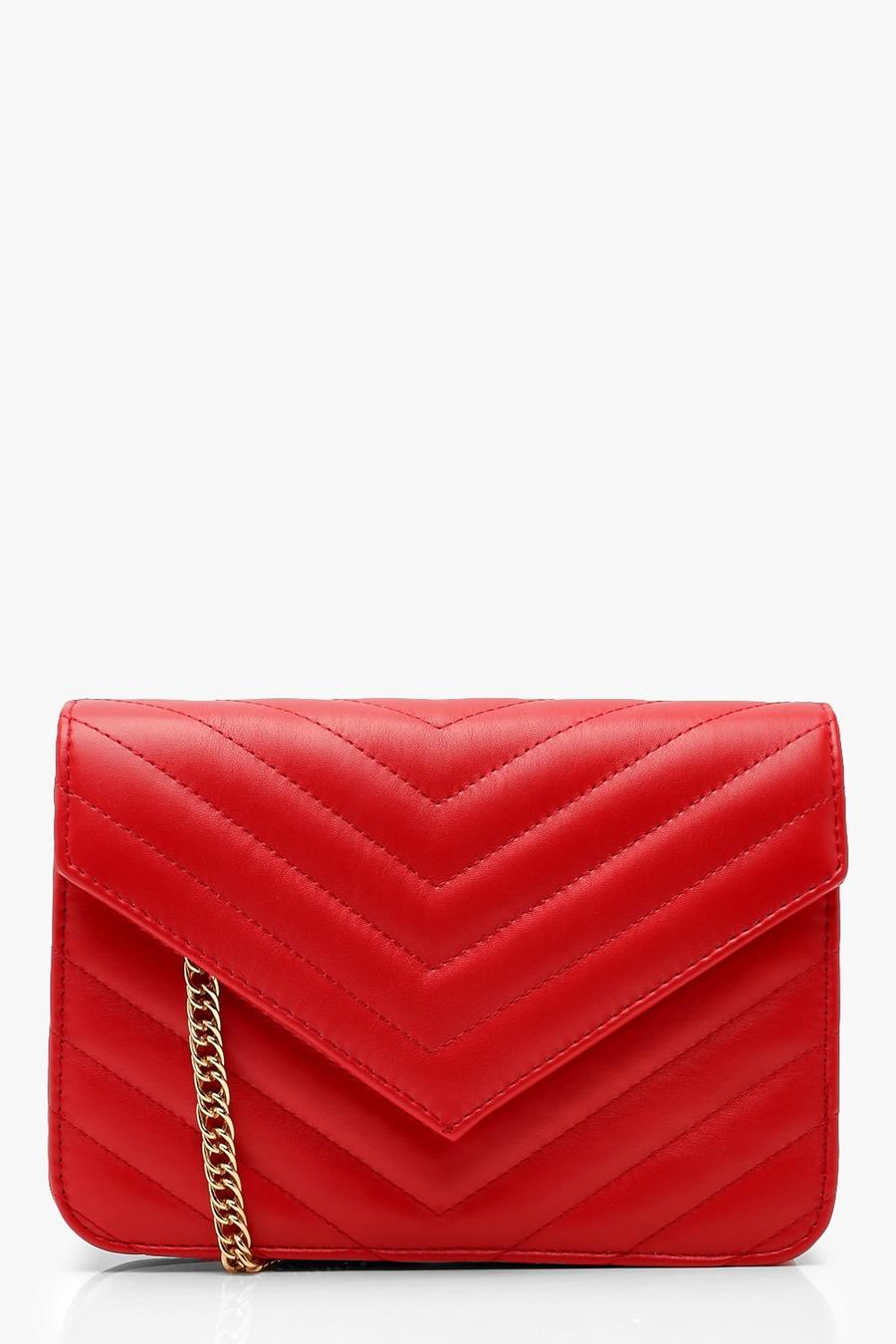 Red röd Quilted Cross Body Bag