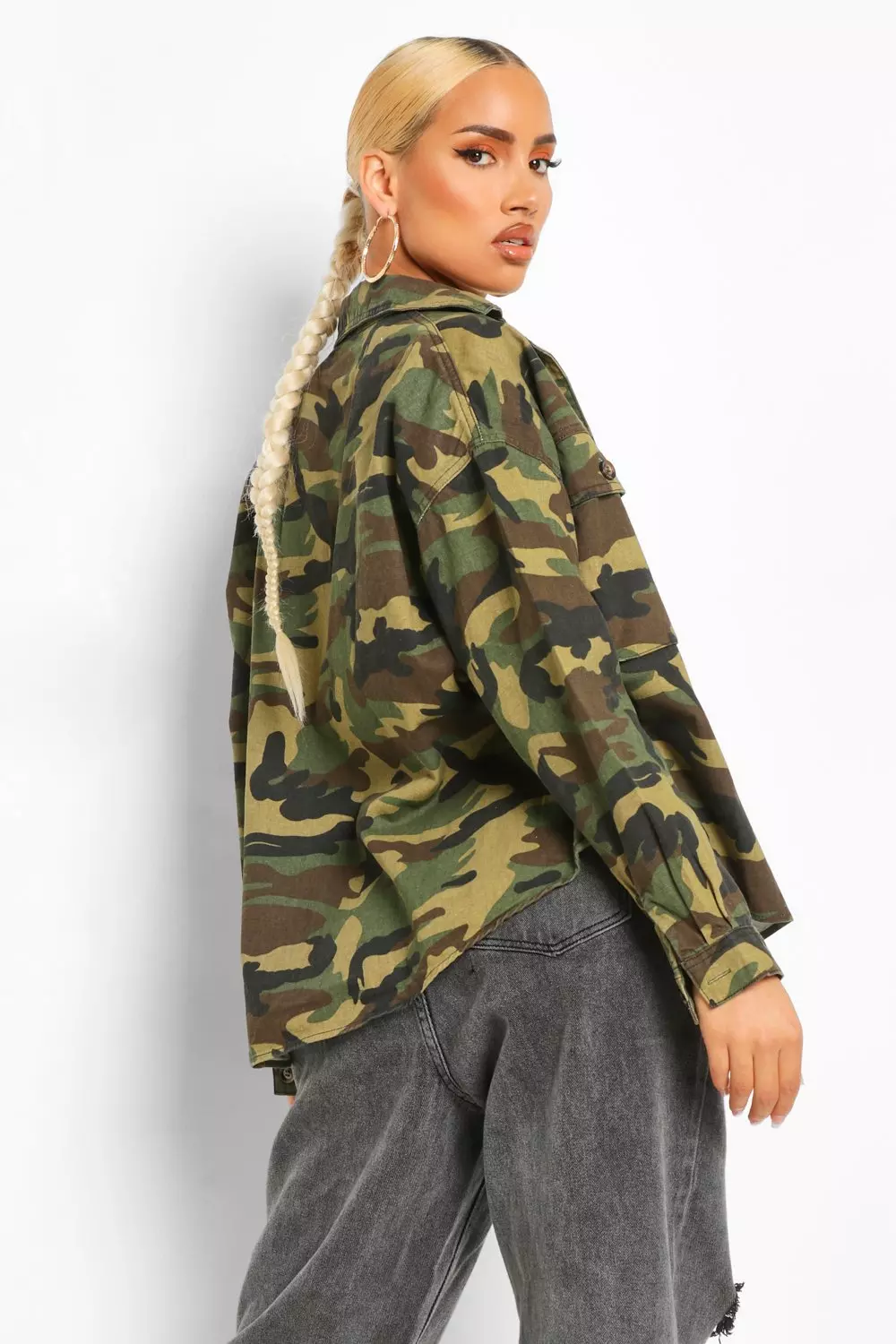 Camouflage oversized shop denim jacket