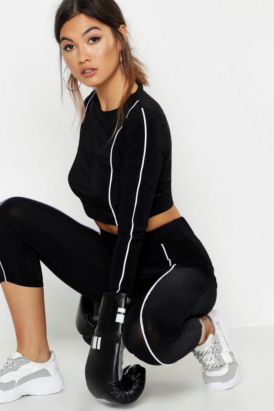 Fit Contrast piping Long Sleeve Gym Top image number 1