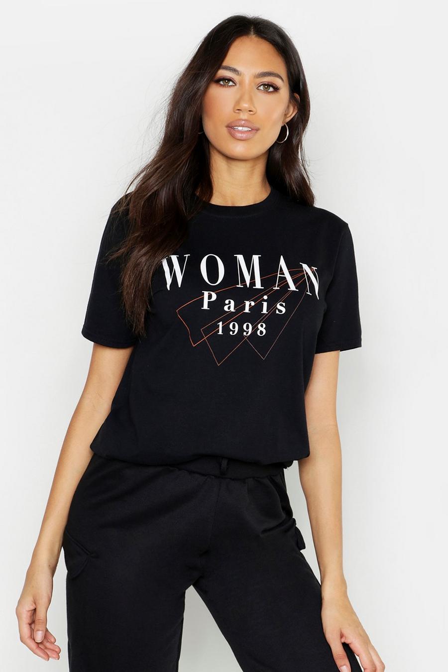 Camiseta con eslogan “Paris” Woman image number 1