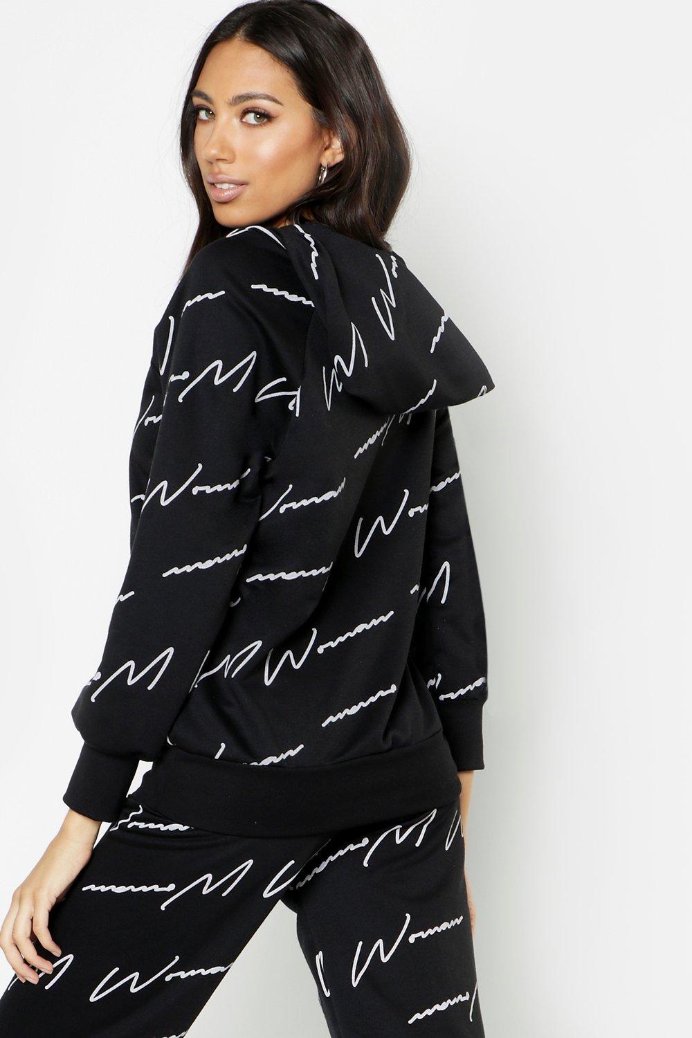 Woman Script All Over Print Oversized Hoodie