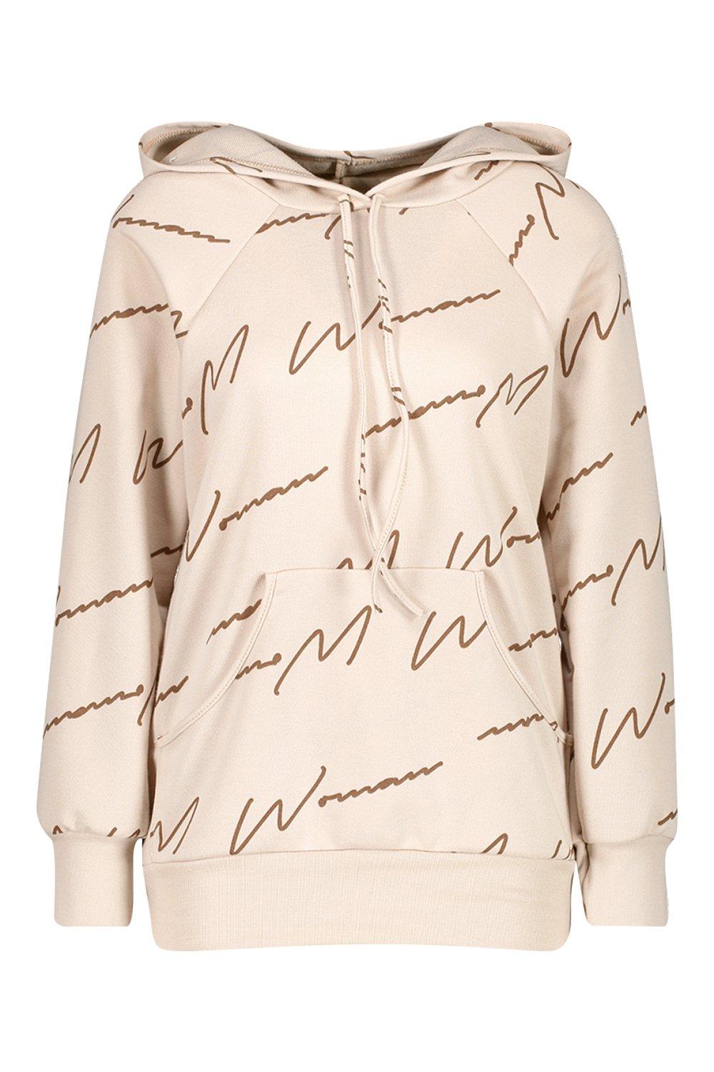 Woman Script All Over Print Oversized Hoodie