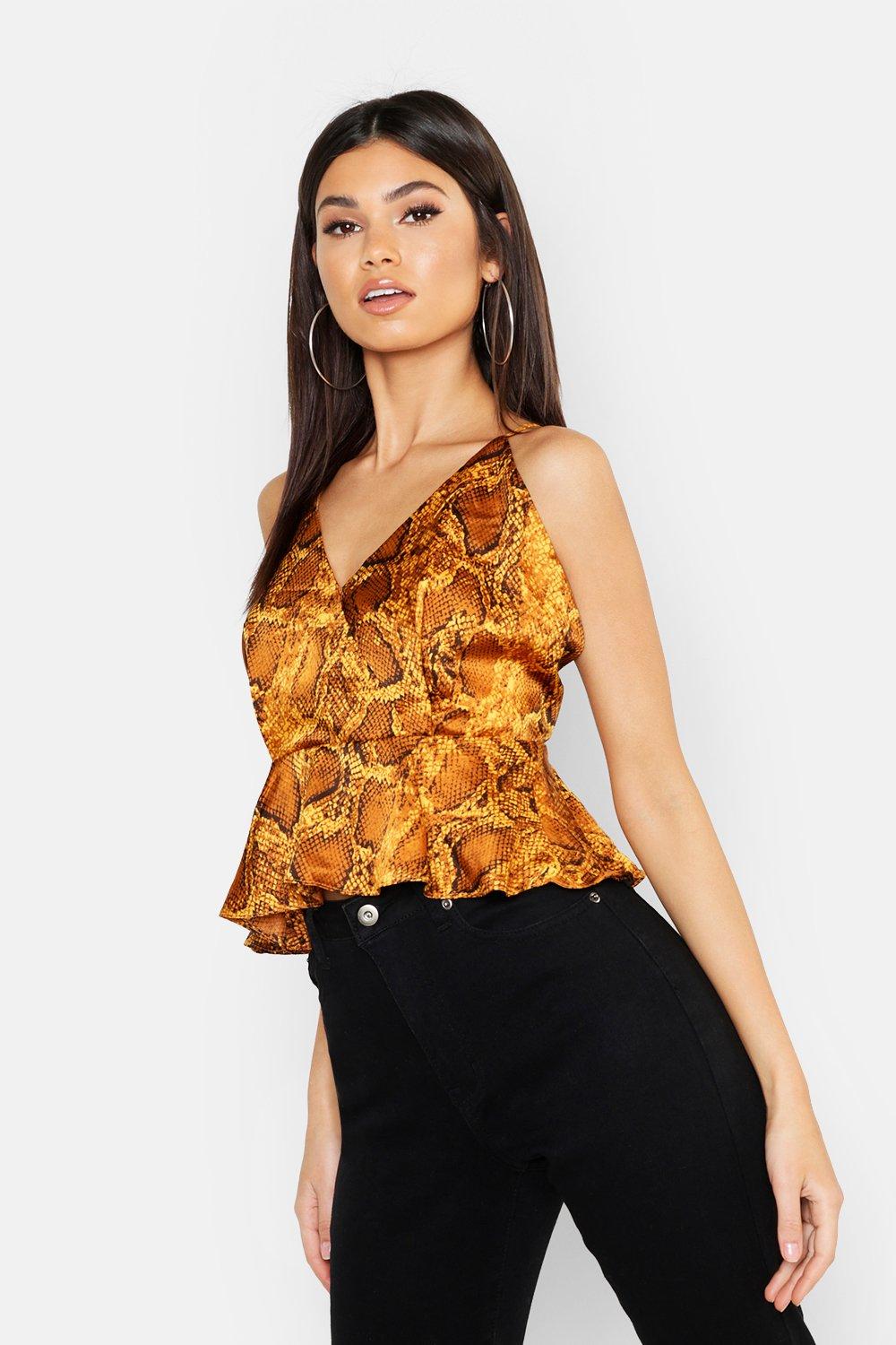 Snake print hot sale peplum top