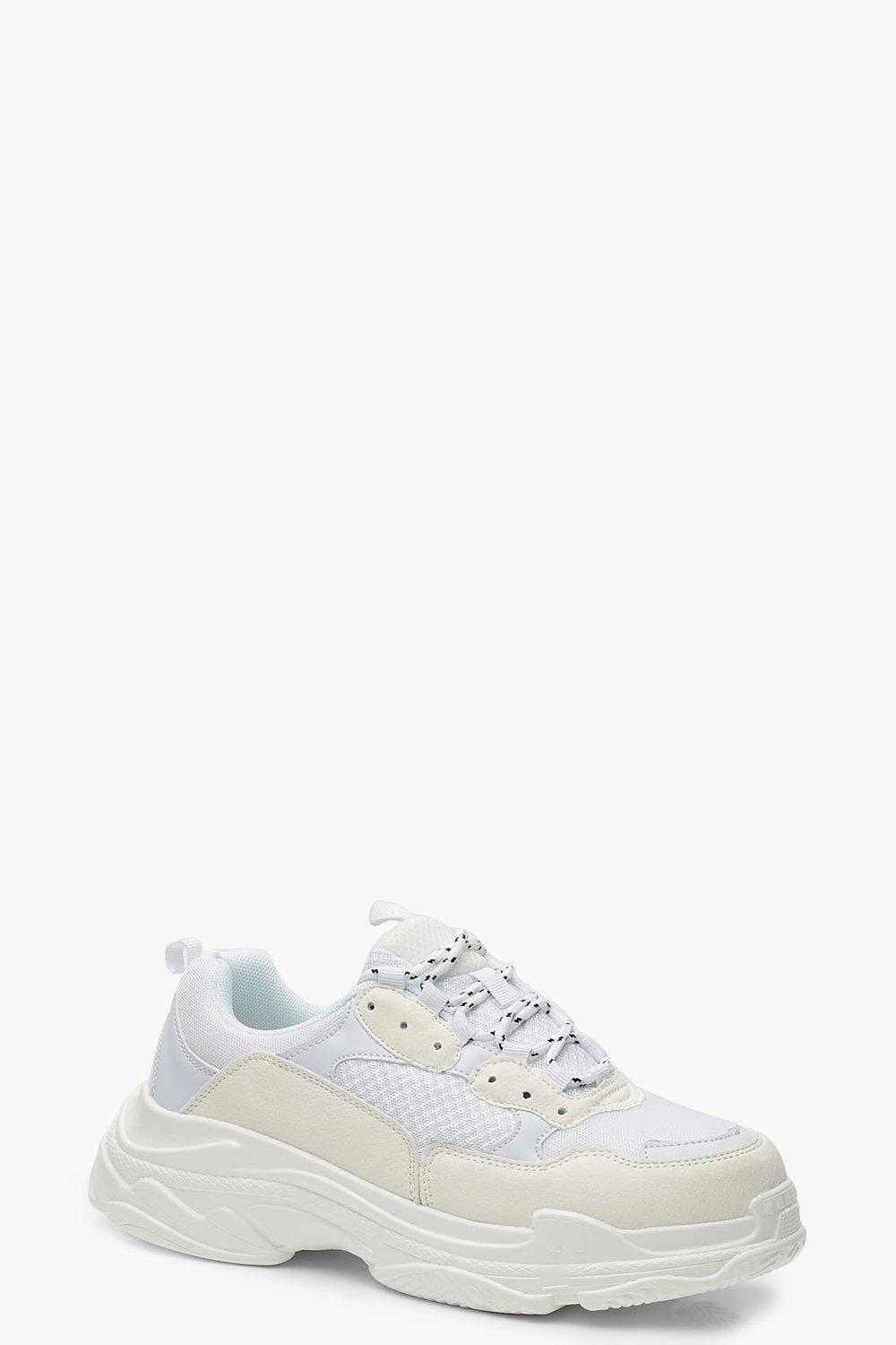 white chunky platform sneakers