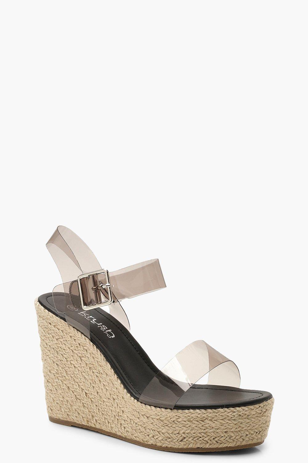 clear strap wedges