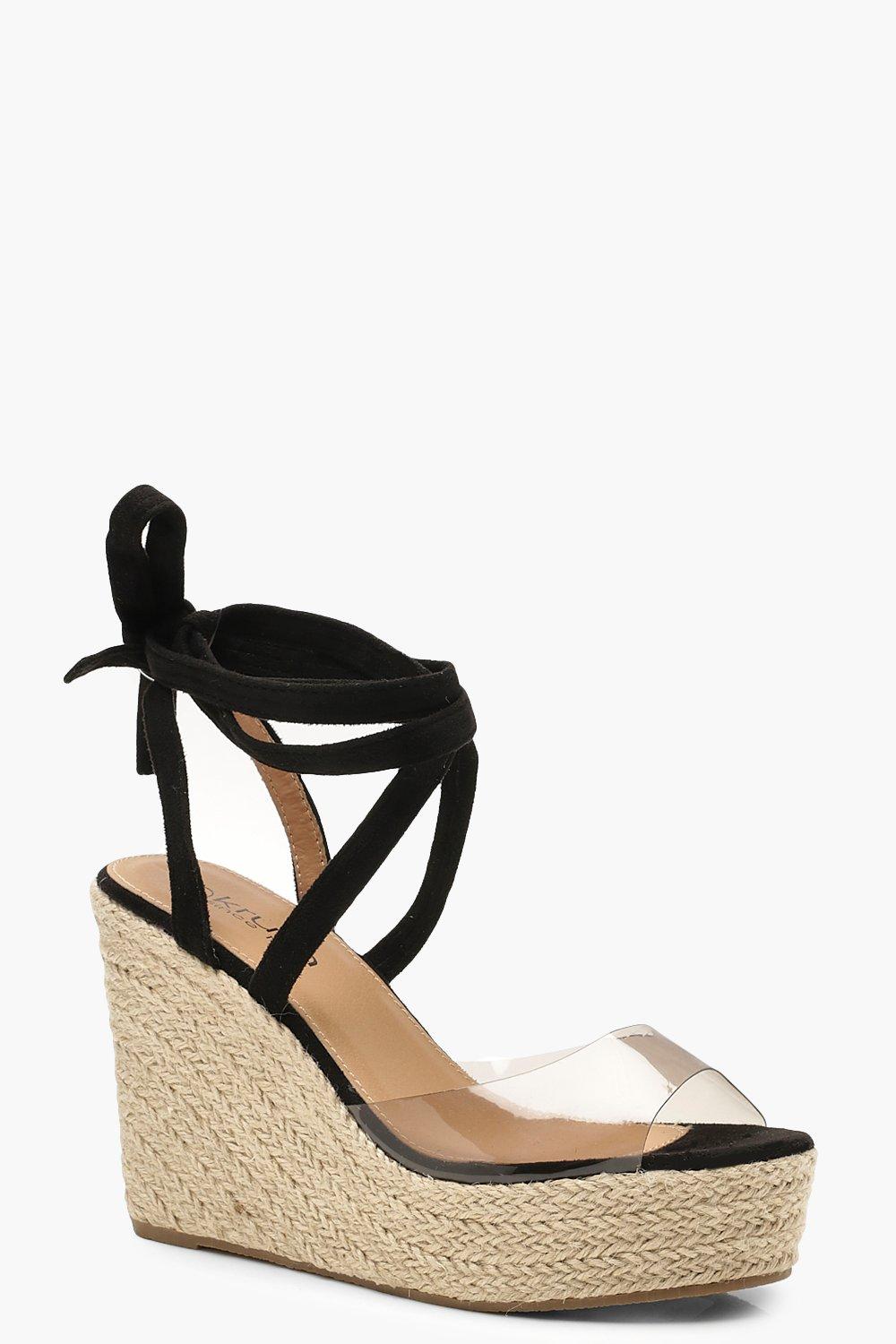 clear espadrille wedges