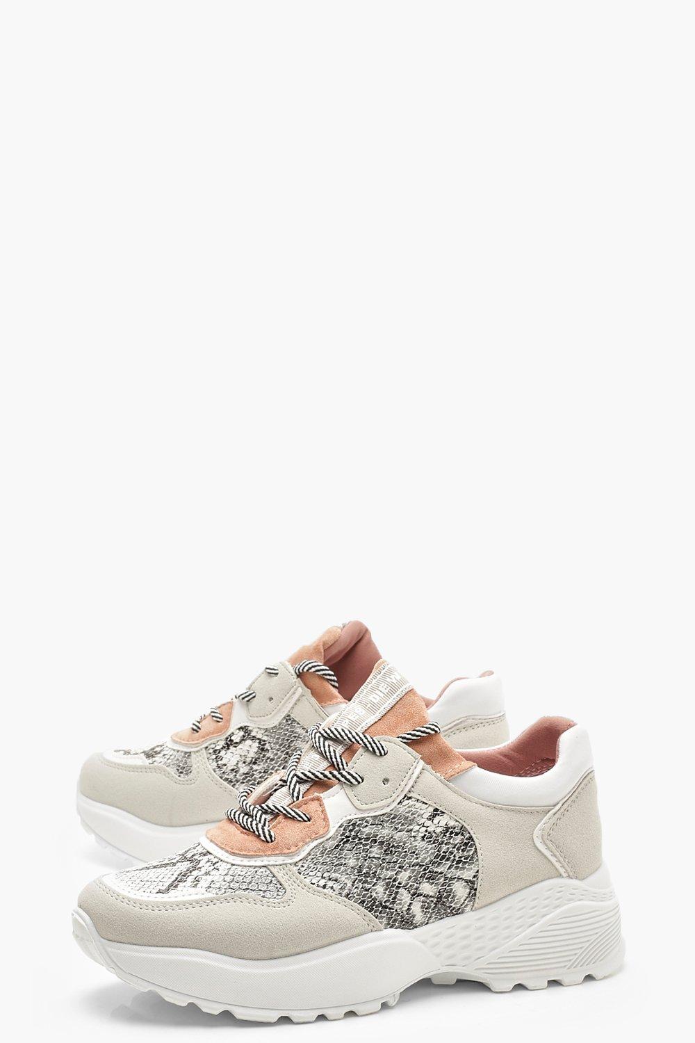 Snake print chunky hot sale trainers