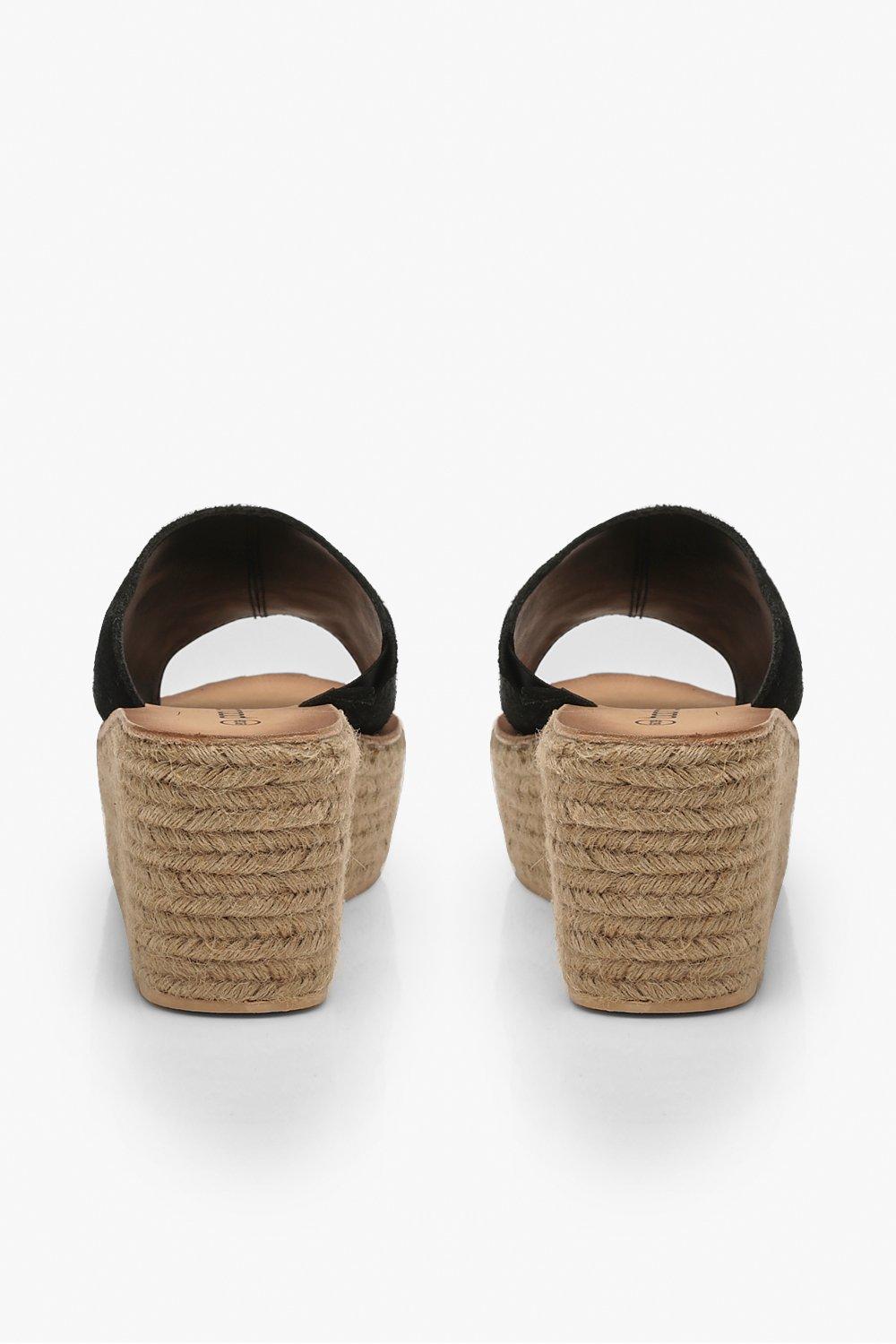 Suede Mule Espadrille Wedges