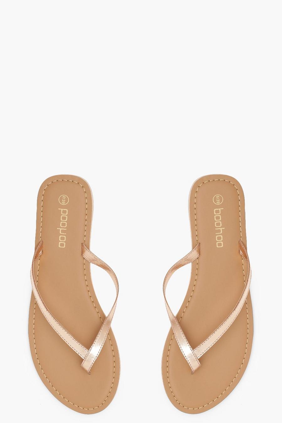 Rose gold Leather Thong Sandals image number 1