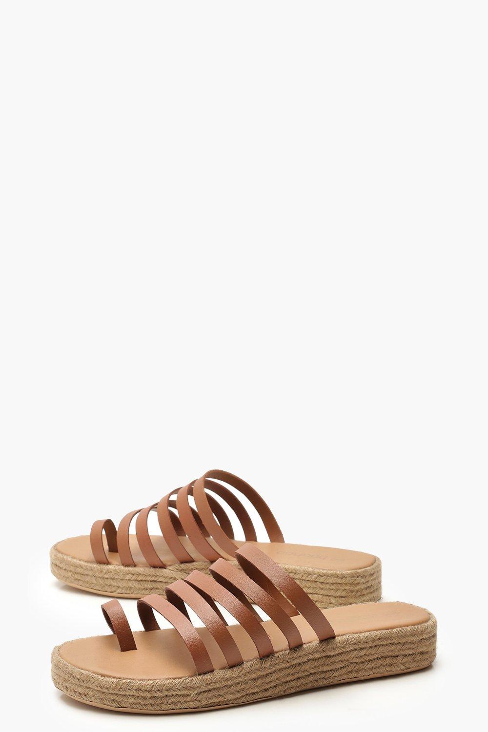 Leather Multi Strap Flatform Espadrilles