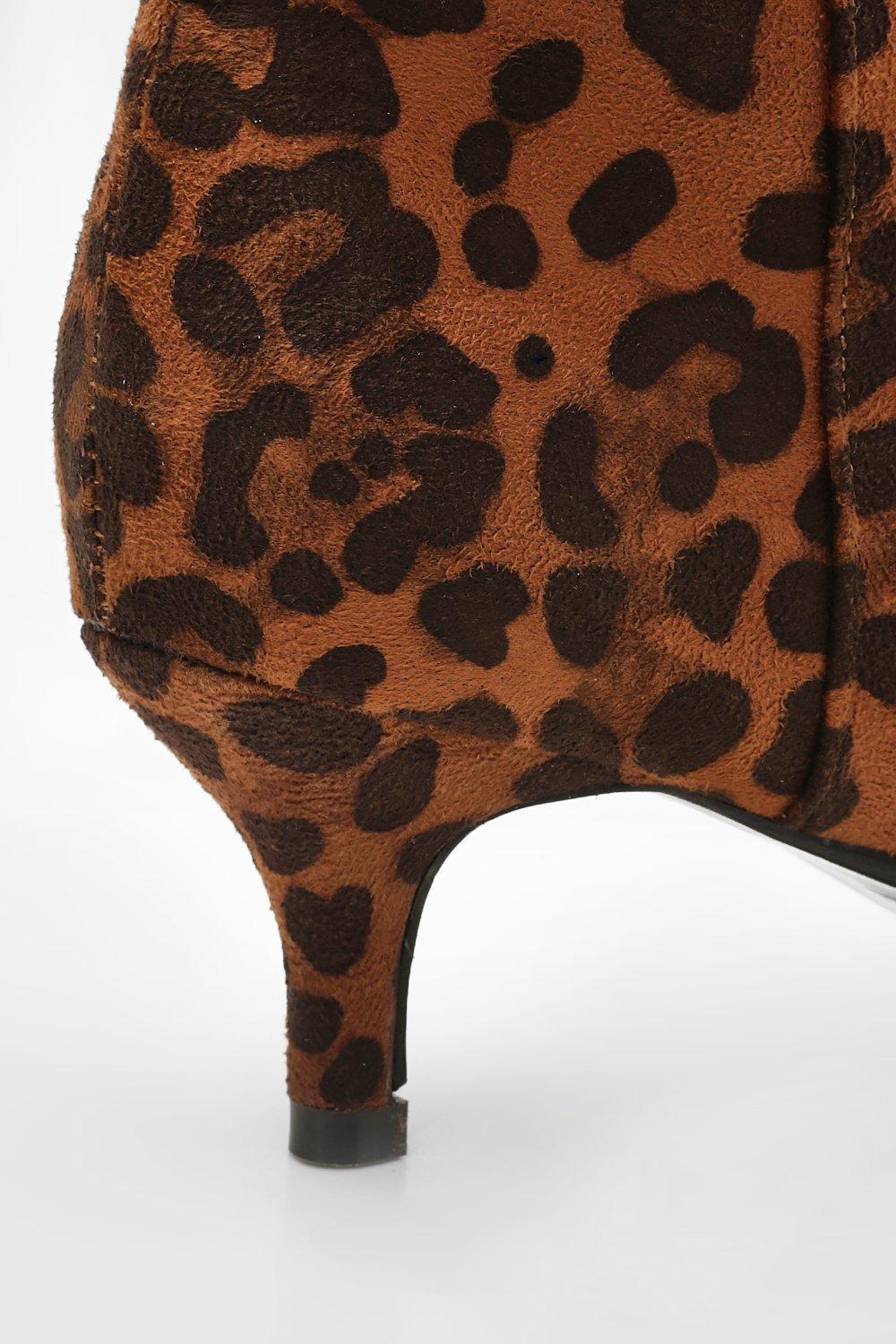 Leopard booties kitten heel best sale