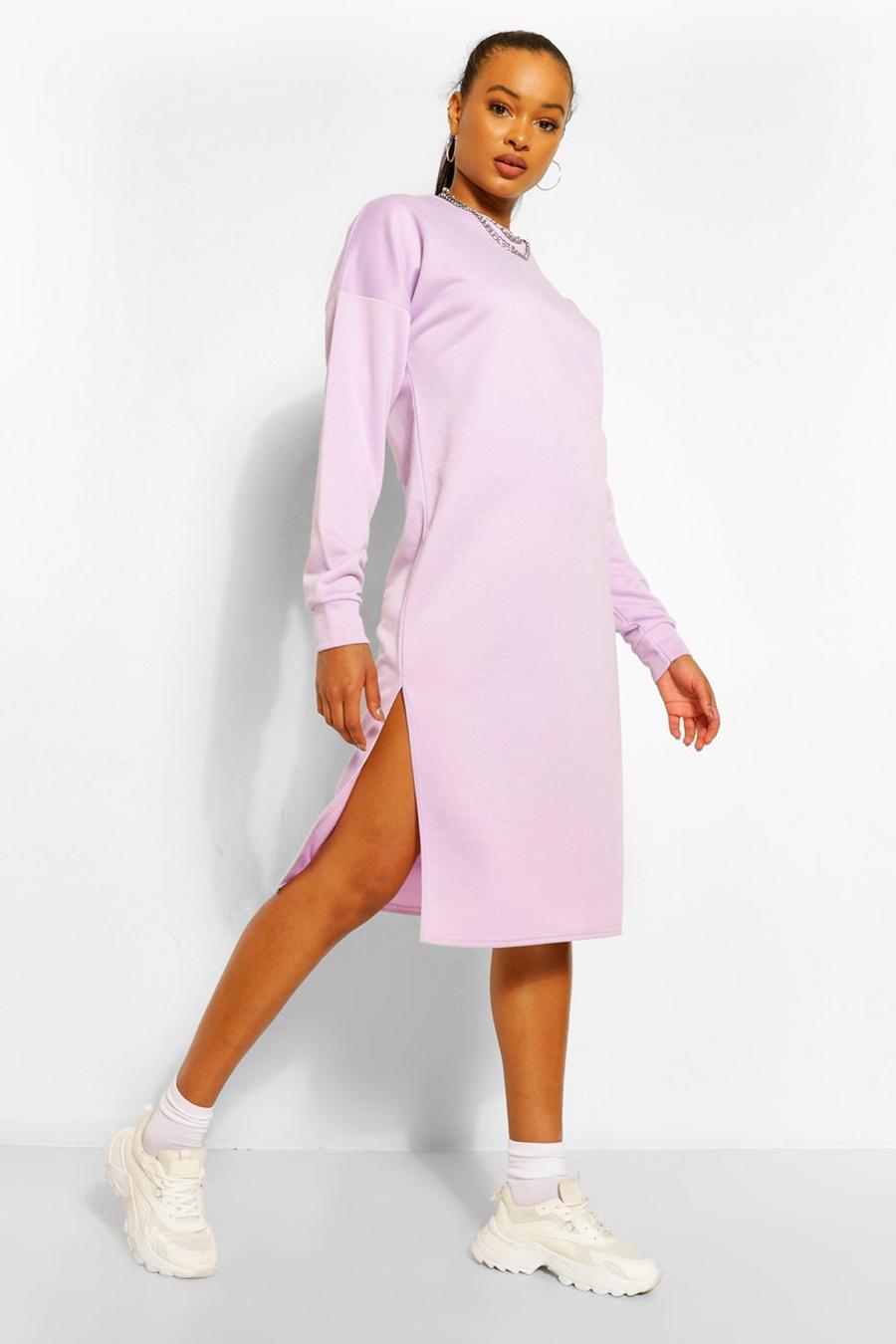Lilac Split Midi Sweatshirt Dress image number 1