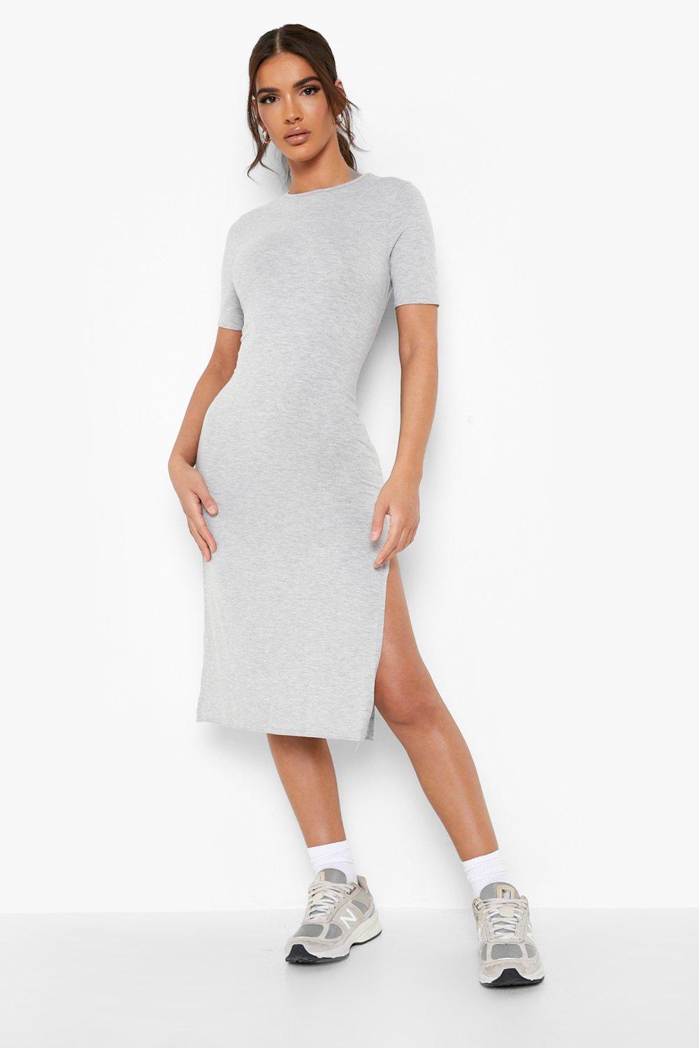 Split Midi T Shirt Dress boohoo